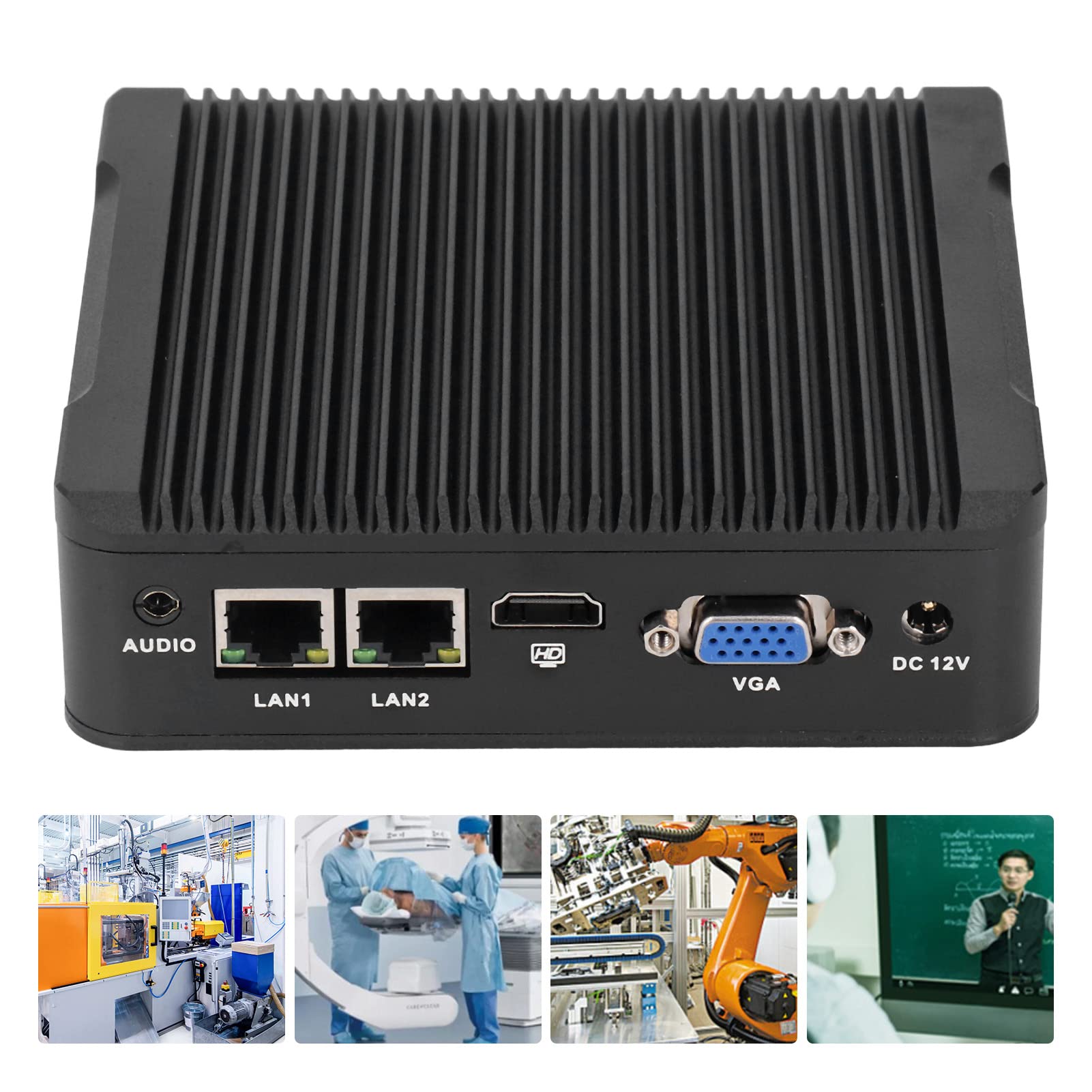 Hilitand Fanless IPC, Mini PC J1900 8GB Fanless Low Consumption for Industrial Computer 100-240V, Controls (US Plug 100‑240V) 5