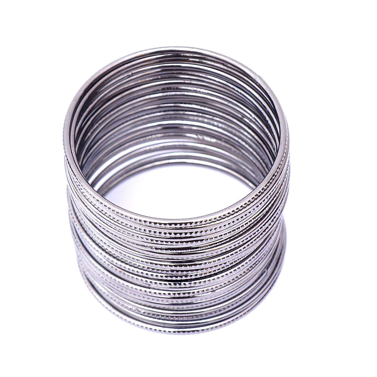 Shivarth Bangles Casual Metal Chudi Metallic Black Colour (36 Piece) (2.4) 4