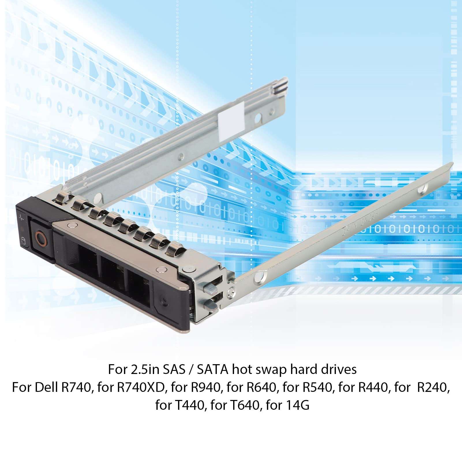 QANYEGN Hard Disk Tray, DXD9H Server Hard Disk Tray Enclosure, SAS SATA Interface 2.5inch Metal Material Silver Computer Hard Disk Tray for R740 for R740XD 3