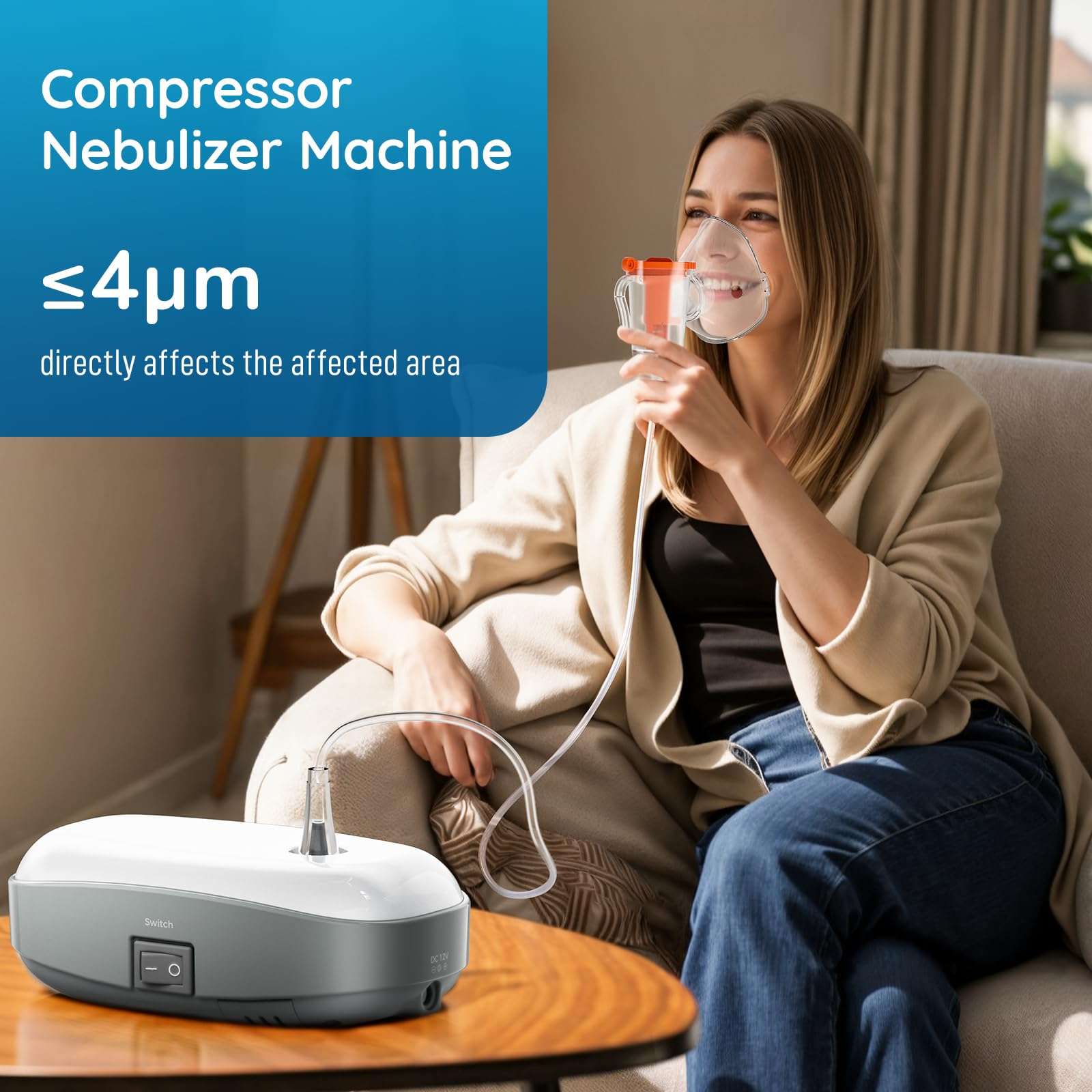 Compressor NEUBULIZER,Nebulizer for Adults Portable Nebulizer Machine Breathing Treatment Machine with 3 Masks Handheld Nebulizer for Home Travel 3