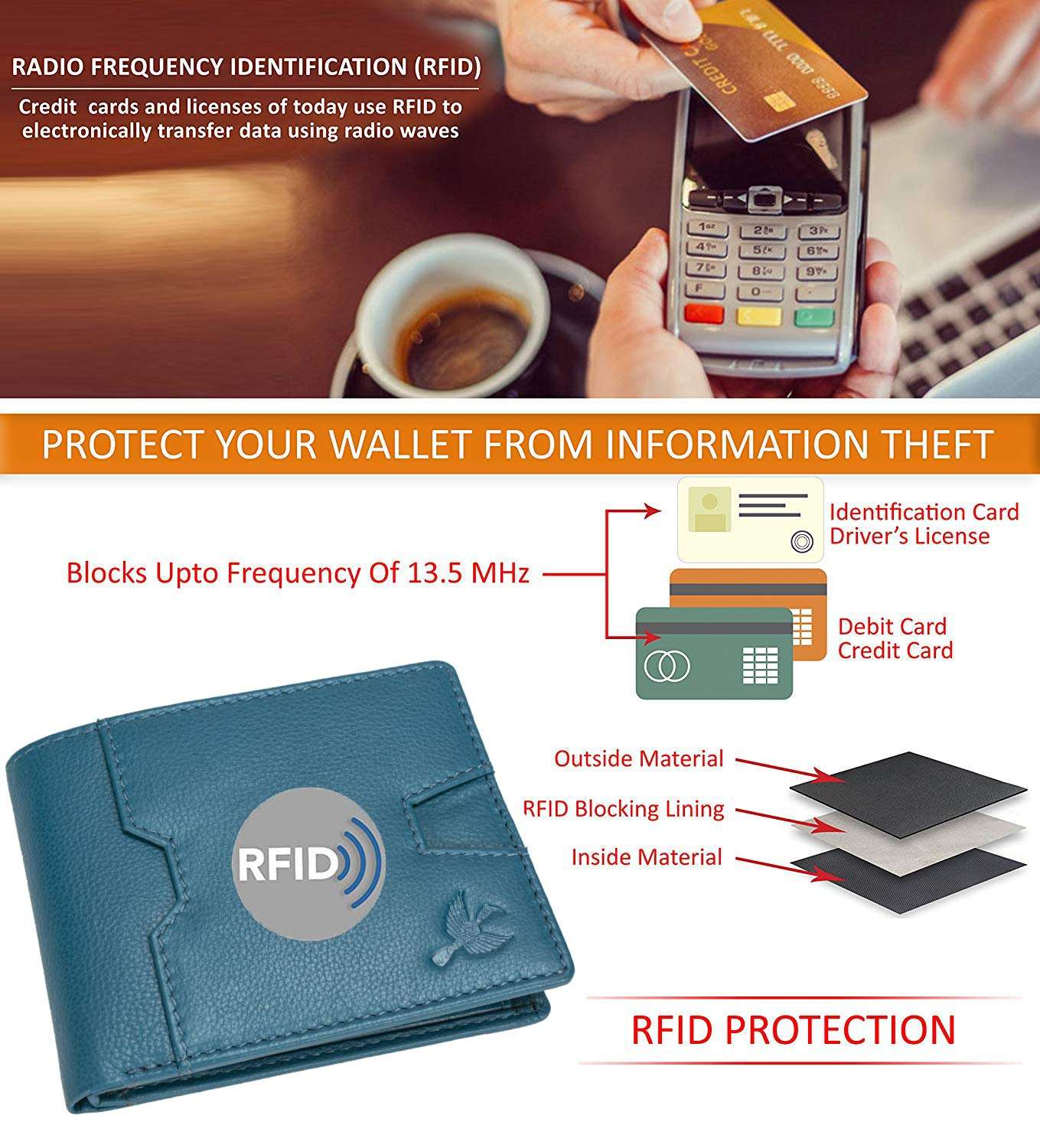 HORNBULL Eddie Leather Wallet for Men | Wallets Men with RFID Blocking | Mens Wallet (Brown + Pen) 4