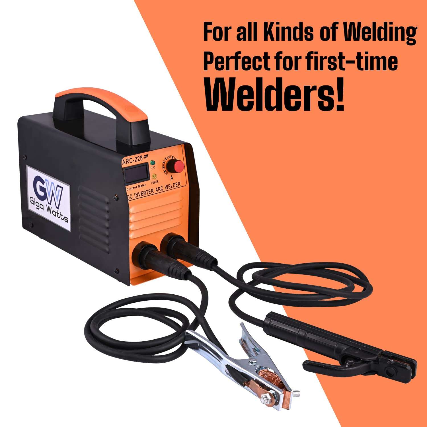 GIGAWATTS XLNT 228A Inverter ARC Welding Machine Portable Compact Design Digital Display, Anti-Stick ARC Force Control Welder for Steel, Aluminium & Metal Alloy (Black & Orange) 4