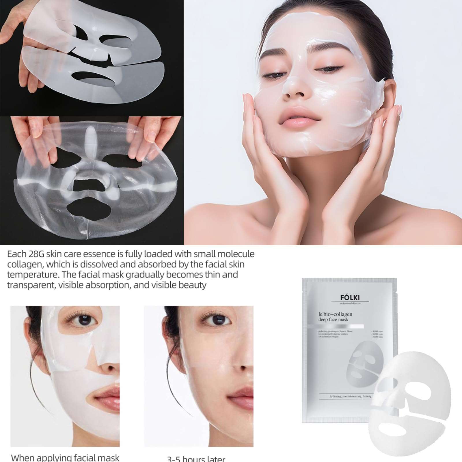 Ueseinl 4 Pack Collagen Face Mask – Anti-Aging, Firming, and Moisturizing Bio-Collagen Mask for Radiant Skin – Reduces Fine Lines and Wrinkles, Instant Brightening 5
