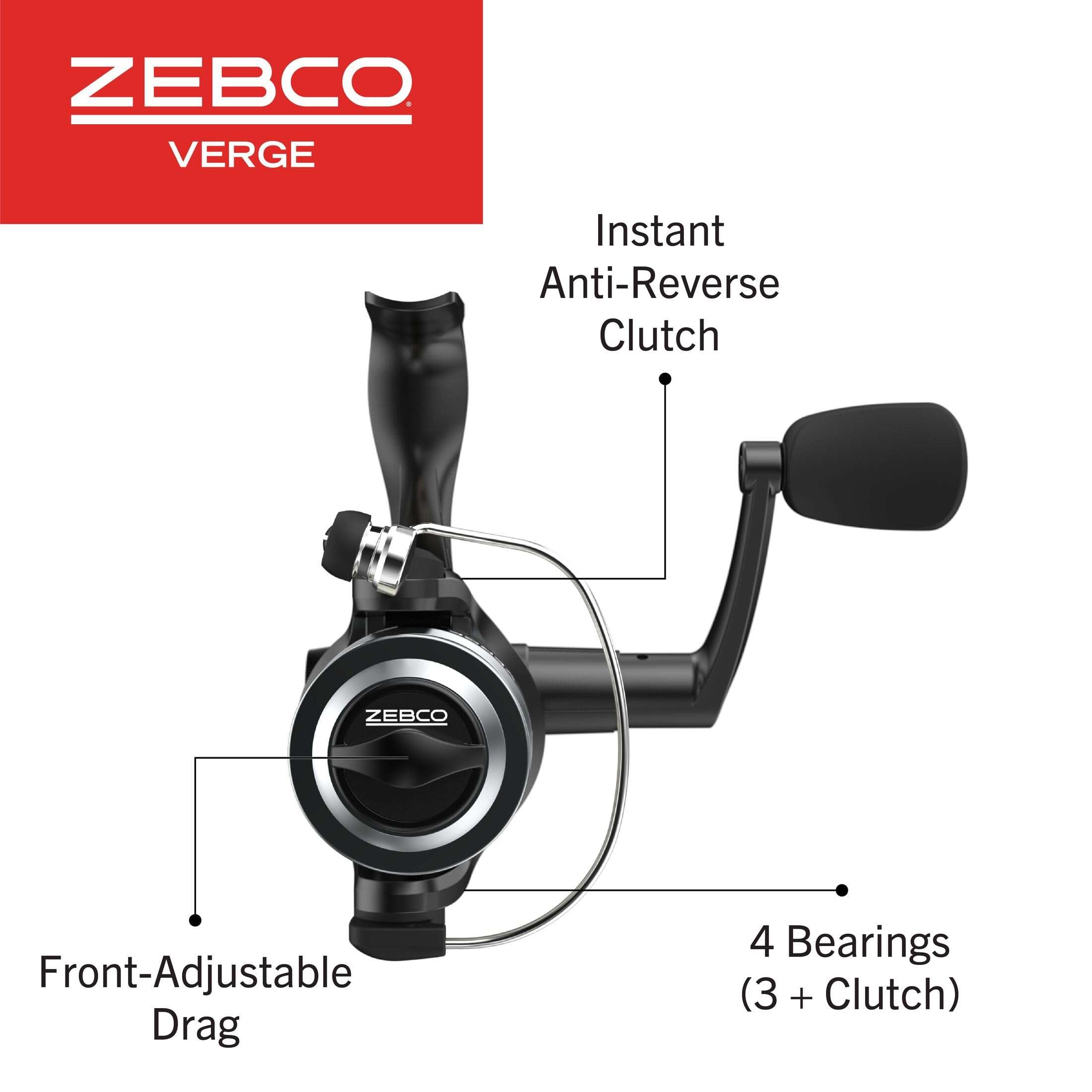 Zebco Verge Spinning Fishing Reel, Size 20 Reel, Right or Left-Hand Retrieve, Pre-Spooled with 8-Pound Zebco Fishing Line, Black (Clam Packaging) 4