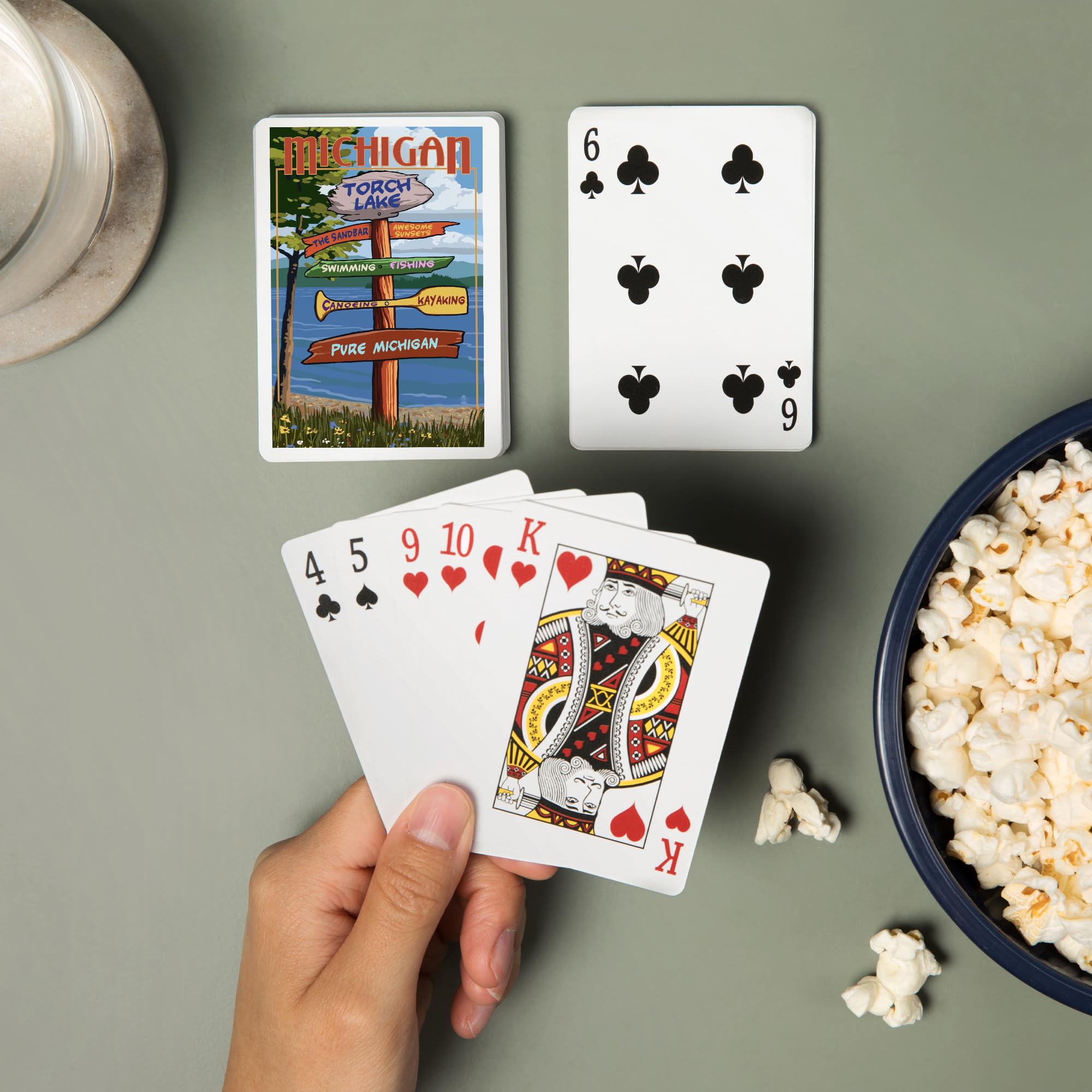 Lantern Press Torch Lake, Michigan, Pure Michigan, Sign Destinations (52 Playing Cards, Poker Size Card Deck with Jokers) 2