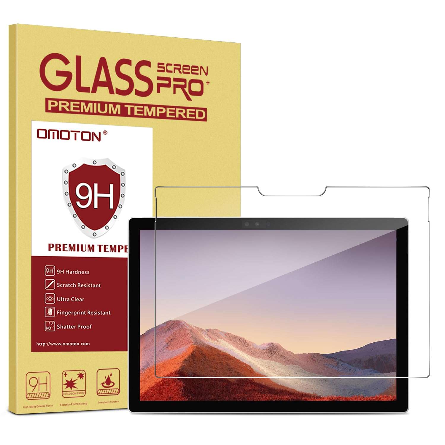 OMOTON Screen Protector Compatible with Surface Pro 7 Plus/Surface Pro 7/Surface Pro 6/ Surface Pro 5/Surface Pro 4 - [Tempered Glass] [High Responsivity] [Scratch Resistant] [High Definition] 1
