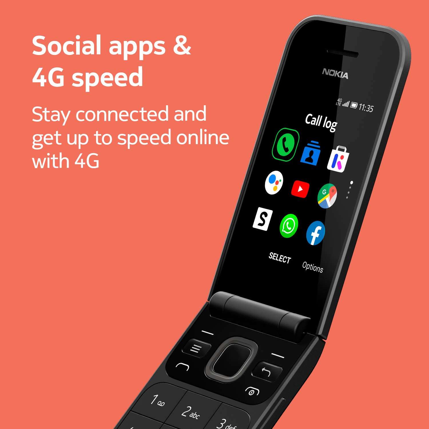 Nokia 2720 Flip, 4GB, Snapdragon 205, Dual Sim (Black) 3