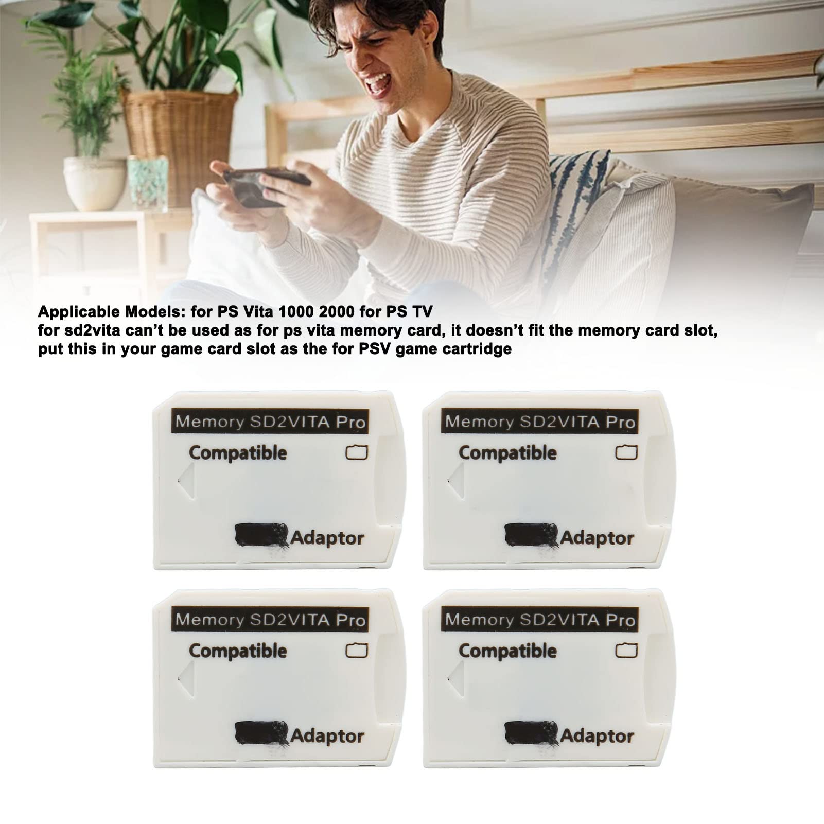 4Pcs PS Vita Memory Card Stick Adapters, PS Vita Memory Card Adapter, Micro Storage Card Adapter for PS Vita 1000 2000, Micro Adapter for PS TV 3