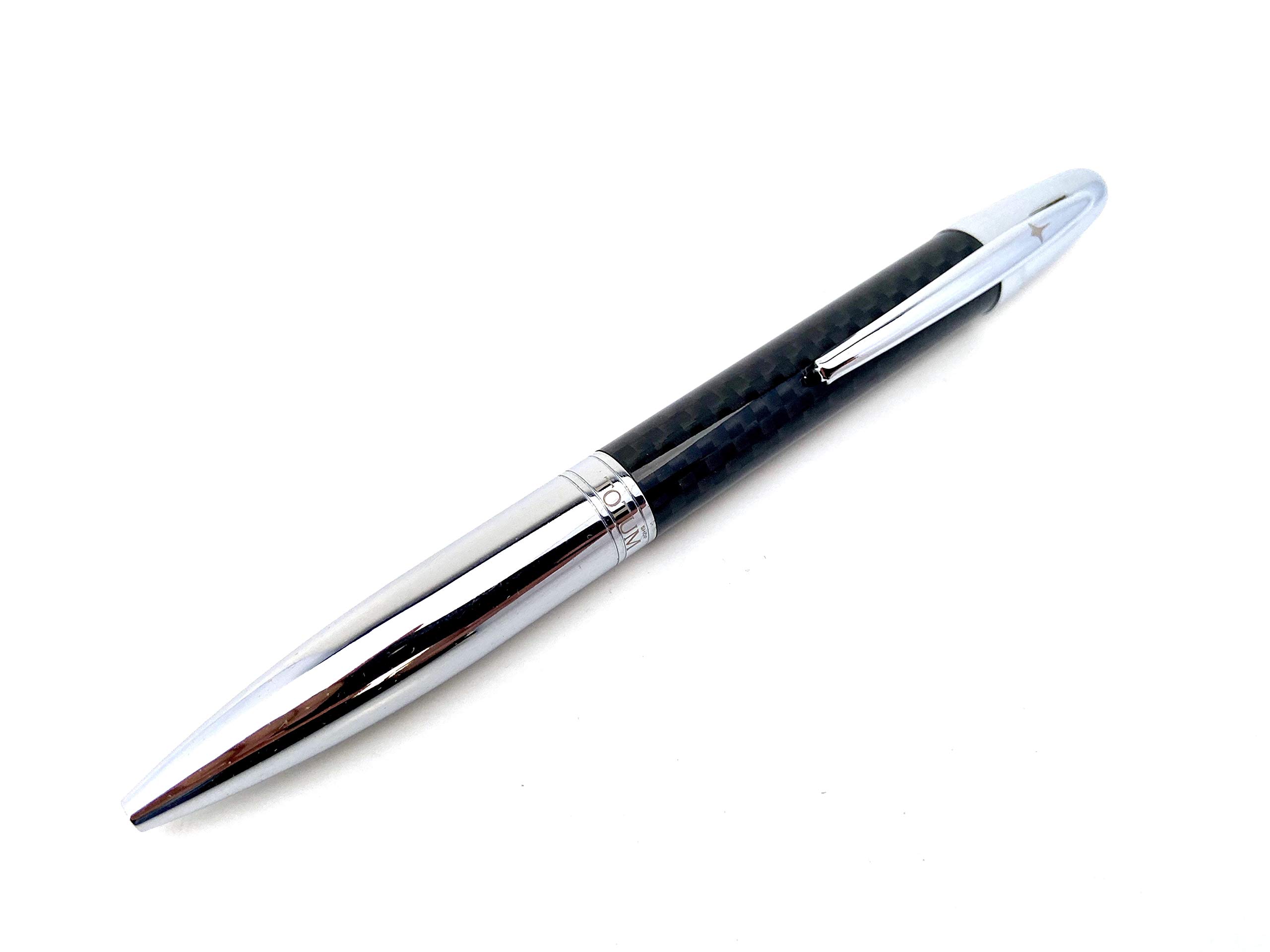 SHOPTOTUM Carbon Fiber Ballpoint Pen Set - Metal Retractable Pen Tip with Black Ink - Smooth and Easy Writing for Men or Women in School, Office, Business & more | Adorable Gift Box Included (Chrome) 2