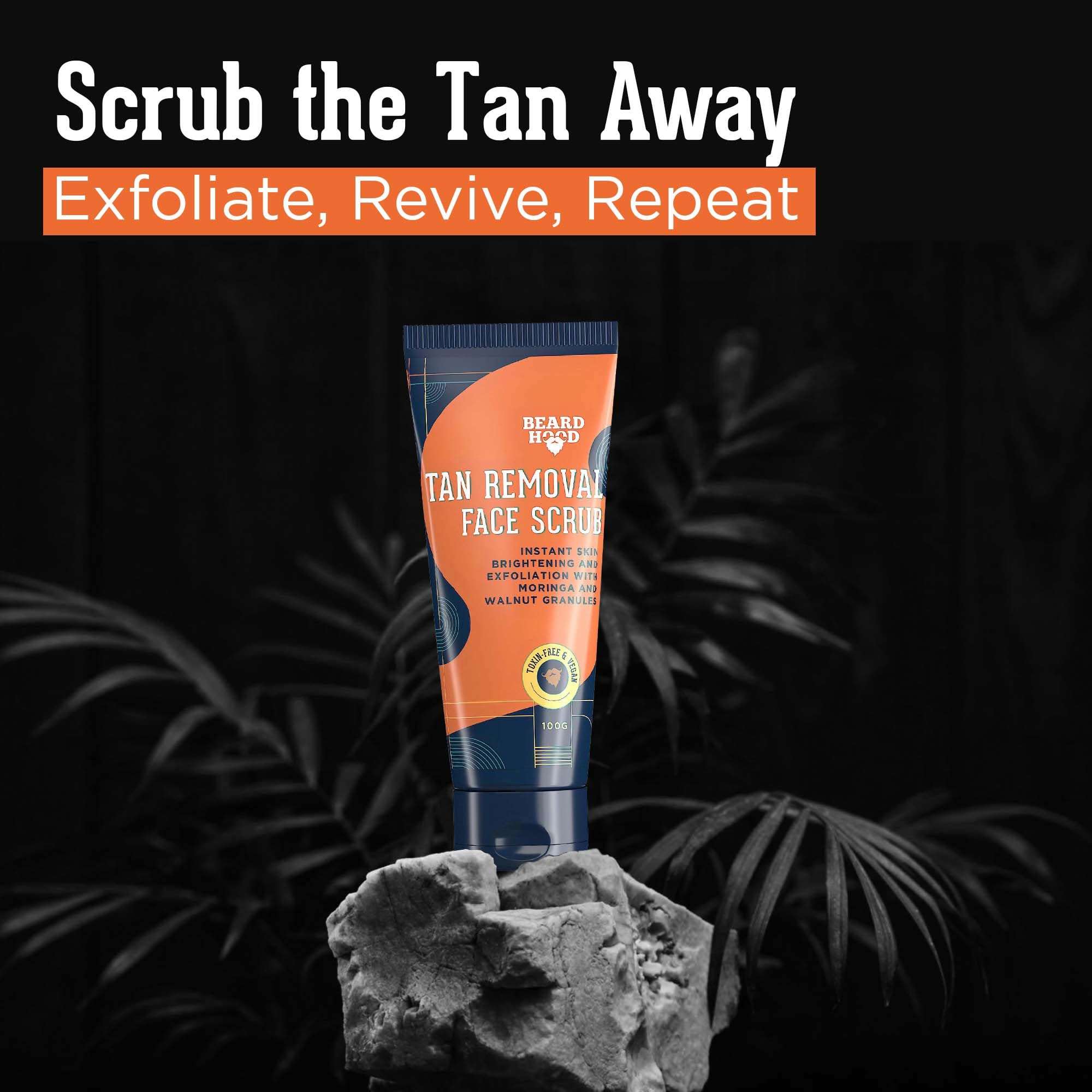 Beardhood De Tan Removal Face Scrub 100g, Enriched with Moringa, Walnut Granules & Almond Oil | Skin De-Tan | Exfoliation and Deep Cleaning | All Skin Types | SLS & Paraben Free 5