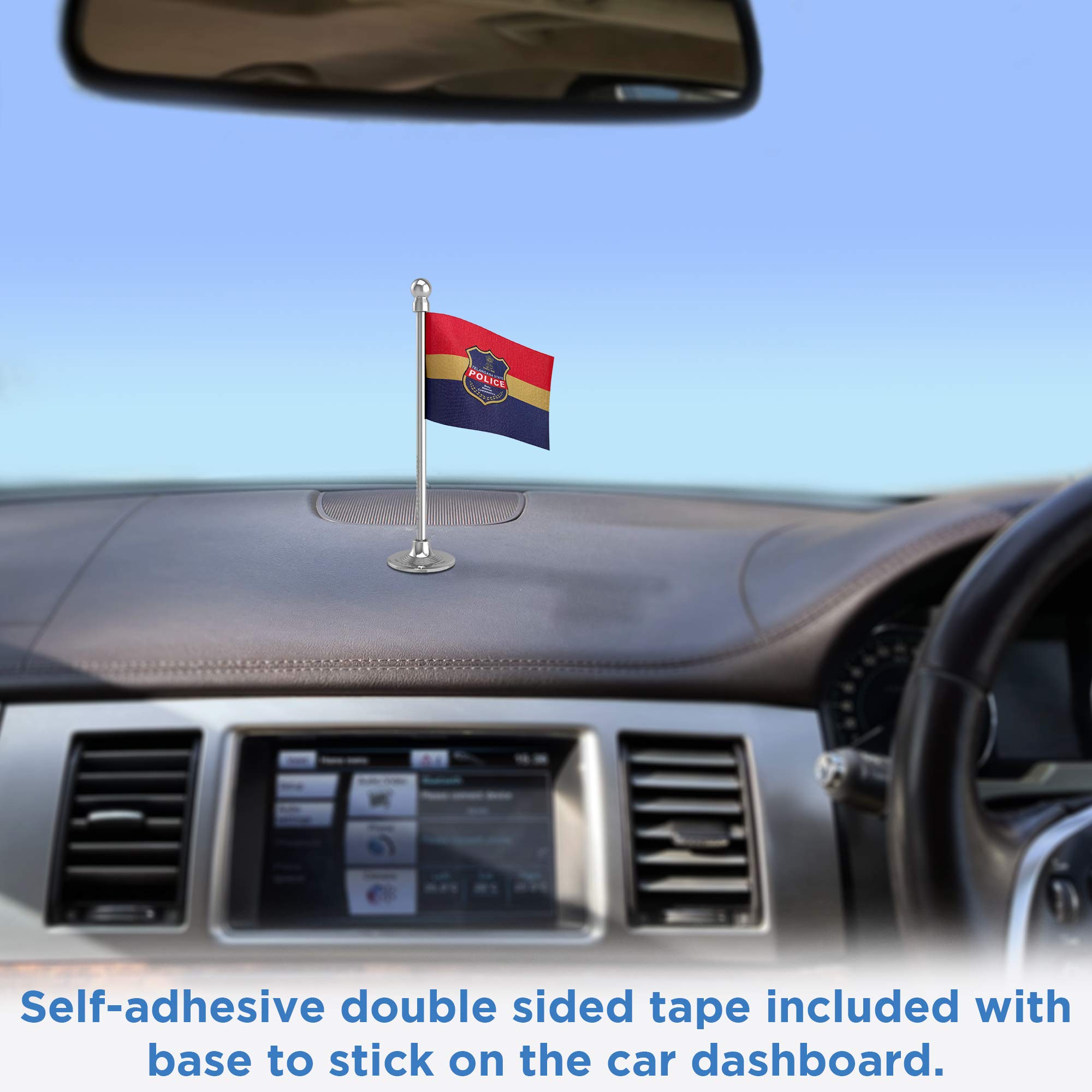 The Flag Corporation Telangana Police Car Dashboard Flag 2in x 3in With A Plastic Blush Rose Gold Base 2