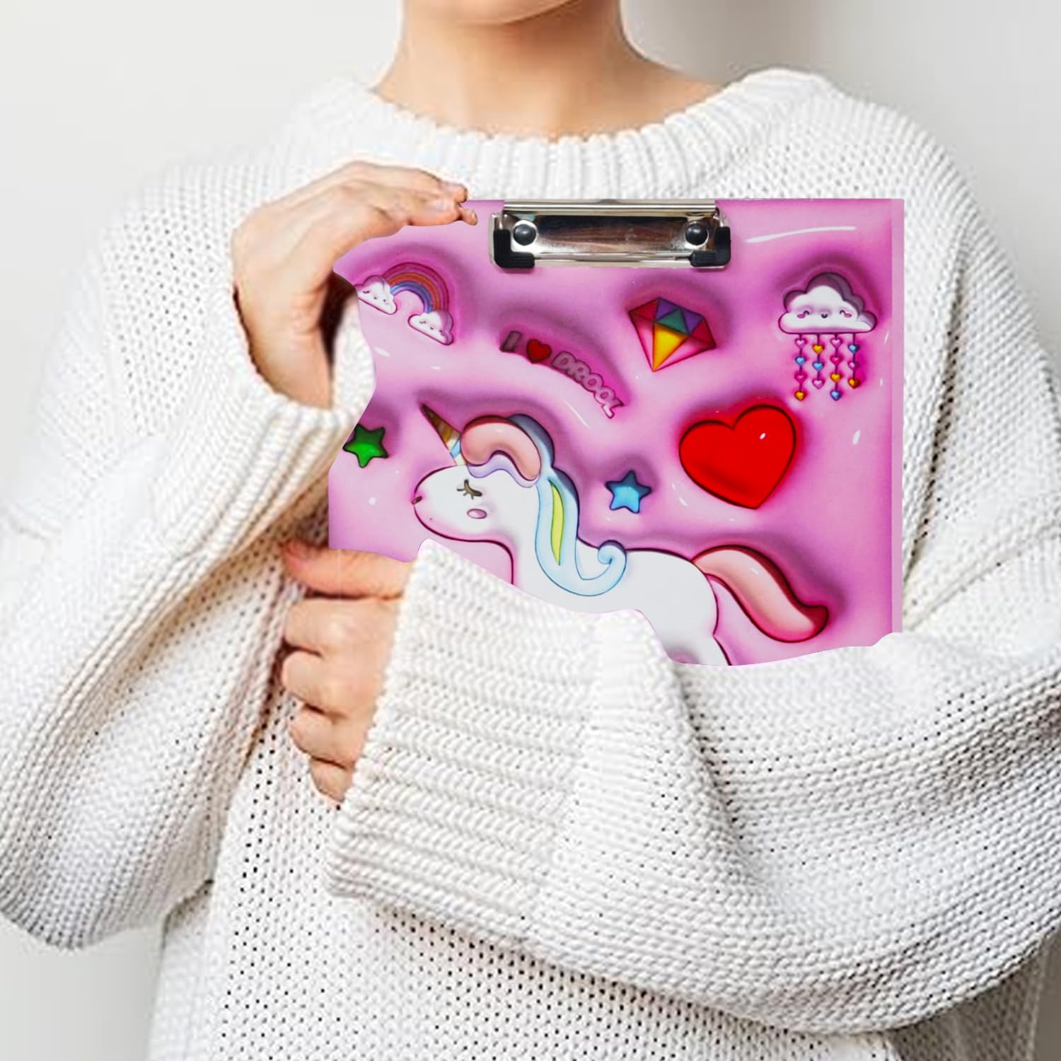 PARTEET Unicorn Exam Pad for Kids Wooden Cardboard, Clipboard Bubble,Cardholder for Students, Kids, Teachers A4 Letter Size Writing Examination Pad/Exam Pad/Writing Pad Return Gift for Kids(Pink) 6