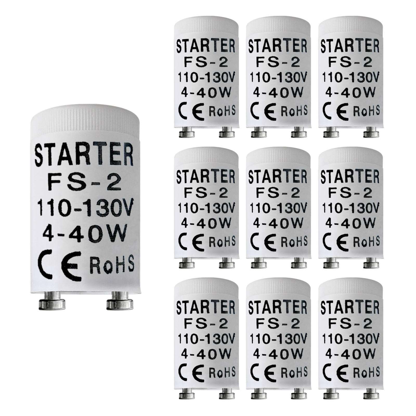 amgolibi Fluorescent Starter for 4-40 Watt lamp, FS-2 S2 FS-5 S5 Preheat Fluorescent Bulb Stater 1