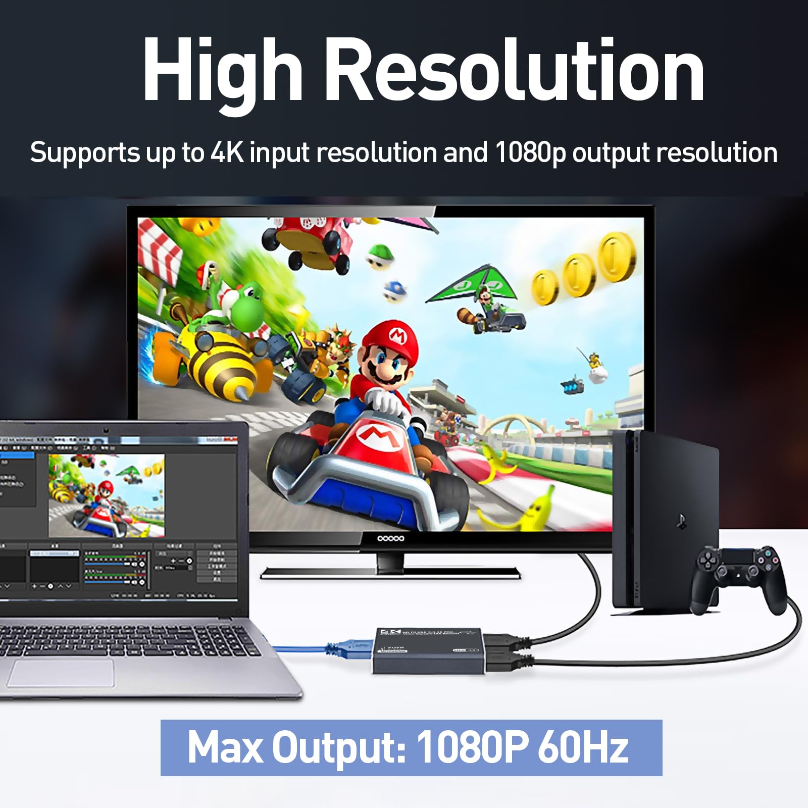 WLXKJY Capture Card, 4K Audio and Video Full HD 1080P HDMI USB 3.0 Video Capture Card for Streaming Video Recording, Suitable for Nintendo Switch/Camera/PS4/OBS/PS5/Xbox 6