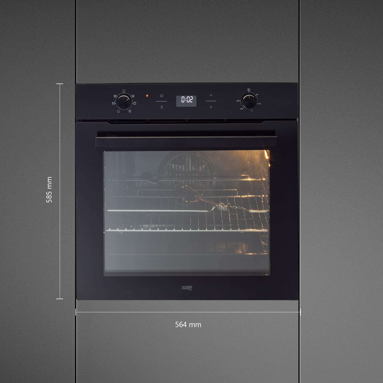 KAFF OV81 GIKF 81 Litre Multi-Functional Built-in Oven with | Convection, Rotisserie, Fan & Grill | 3 Layer Black Reflective Fascia Glass Door, Rotary Electronic Controls (Black) 6