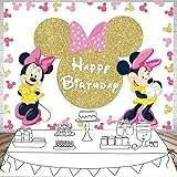 Minnie Mouse Birthday Backdrop for Princess Girls Gold Princess Girls Banner Background Photo Studio Celebration Party Banner Prop Photo Shoot Booth 5