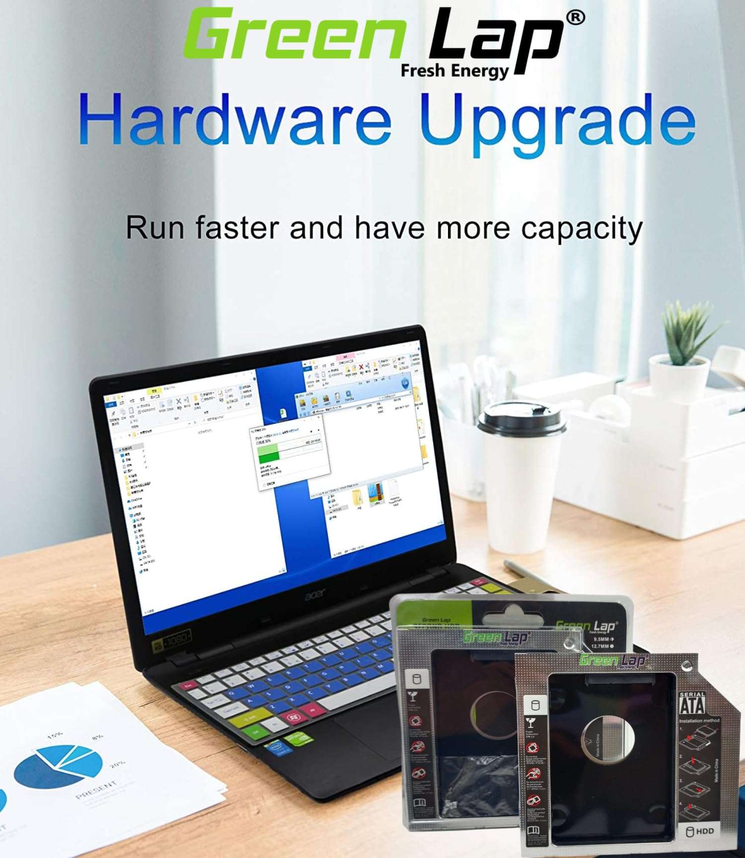 Green Lap Sata Optical Ultra Bay 2nd Hard Drive Caddy for 9.5mm Universal CD/DVD Slot | Harddisk Casing | Caddy Tray 3