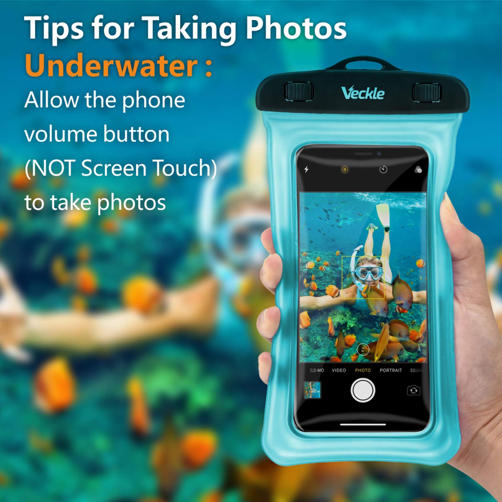 Waterproof Phone Pouch, Veckle 3 Pack Clear Universal Water Proof Cell Phone Pouch Floating Dry Bag Waterproof Case Beach Bag for Smartphones Black White Blue 2