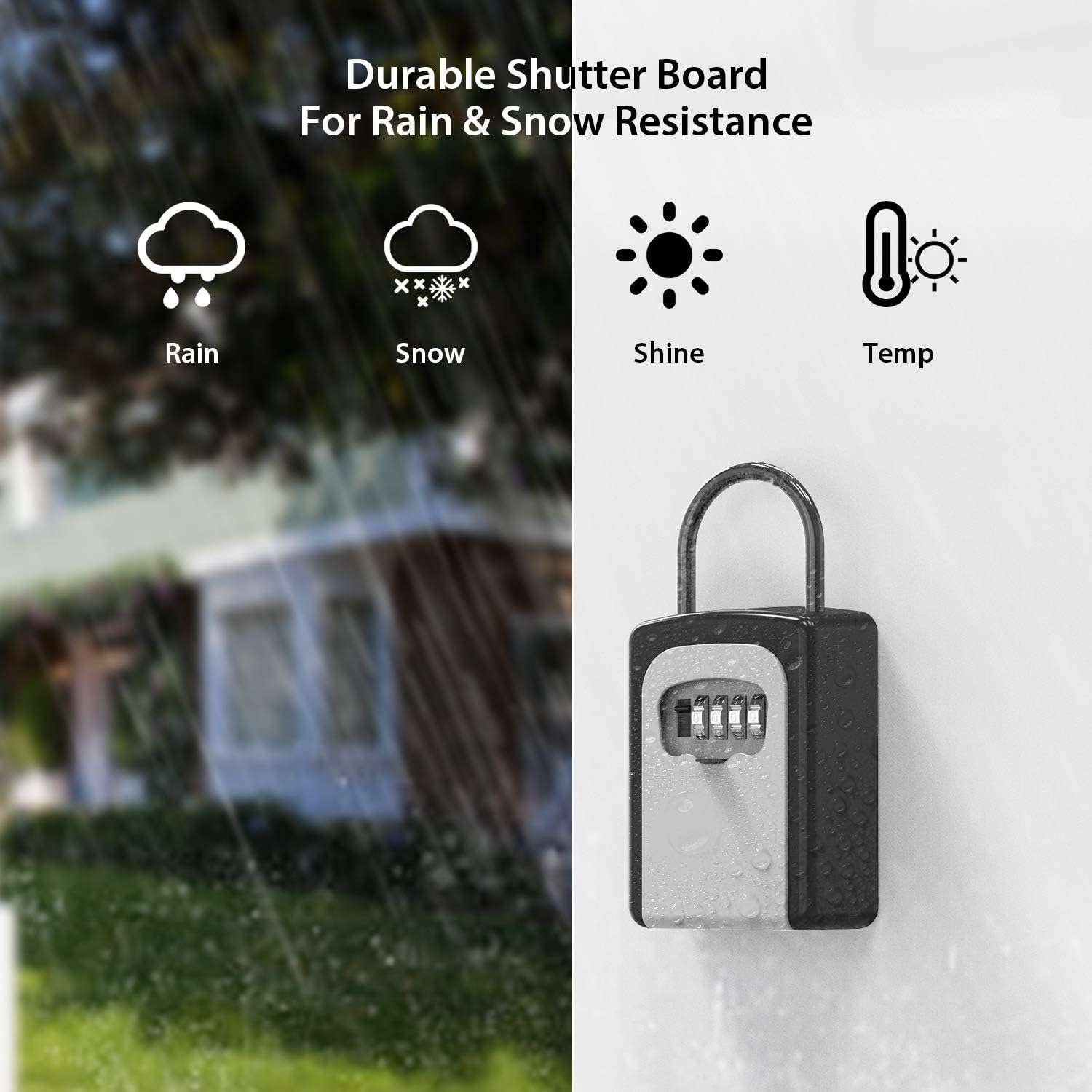 Breewell Key Lock Box, Key Storage Box with Resettable Code, 4 Digit Combination Lock Box, Weatherproof Wall Mount Key Lock Box Multi color 3