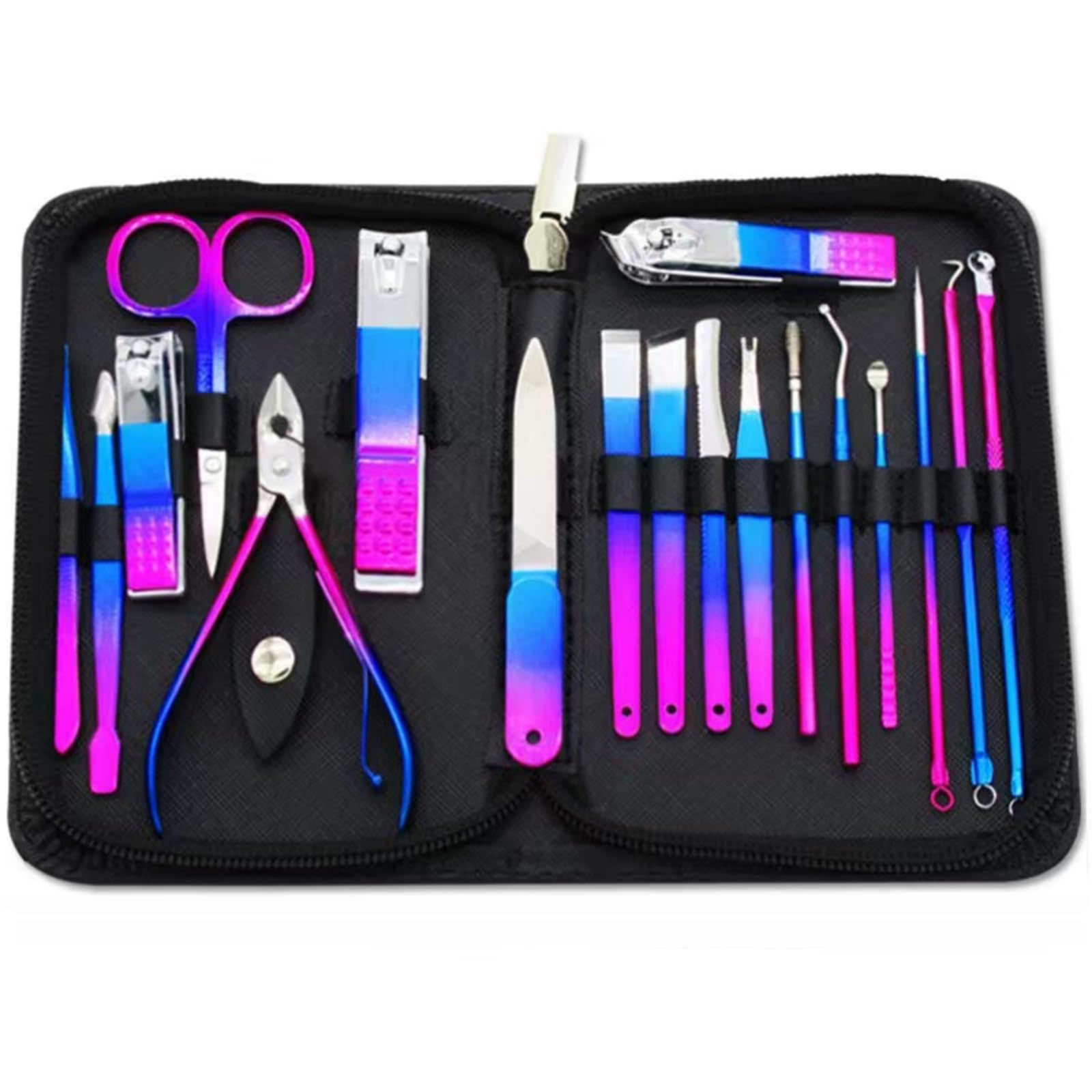 Tuefuzy 18 in 1 Stainless Steel Nail Manicure Set, Nail Care Kit, Manicure Kit, Womens Mens Grooming Kit, Professional Nail Clipper Set 1