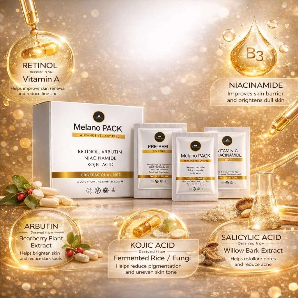Melano Pack Advance Yellow Peel | Exfoliating & Brightening Facial Pack | Helps Improve Skin Radiance, Smoothness & Even Tone | Reduces Pigmentation | Single Session Pack - 2g (3 Sachets) 5