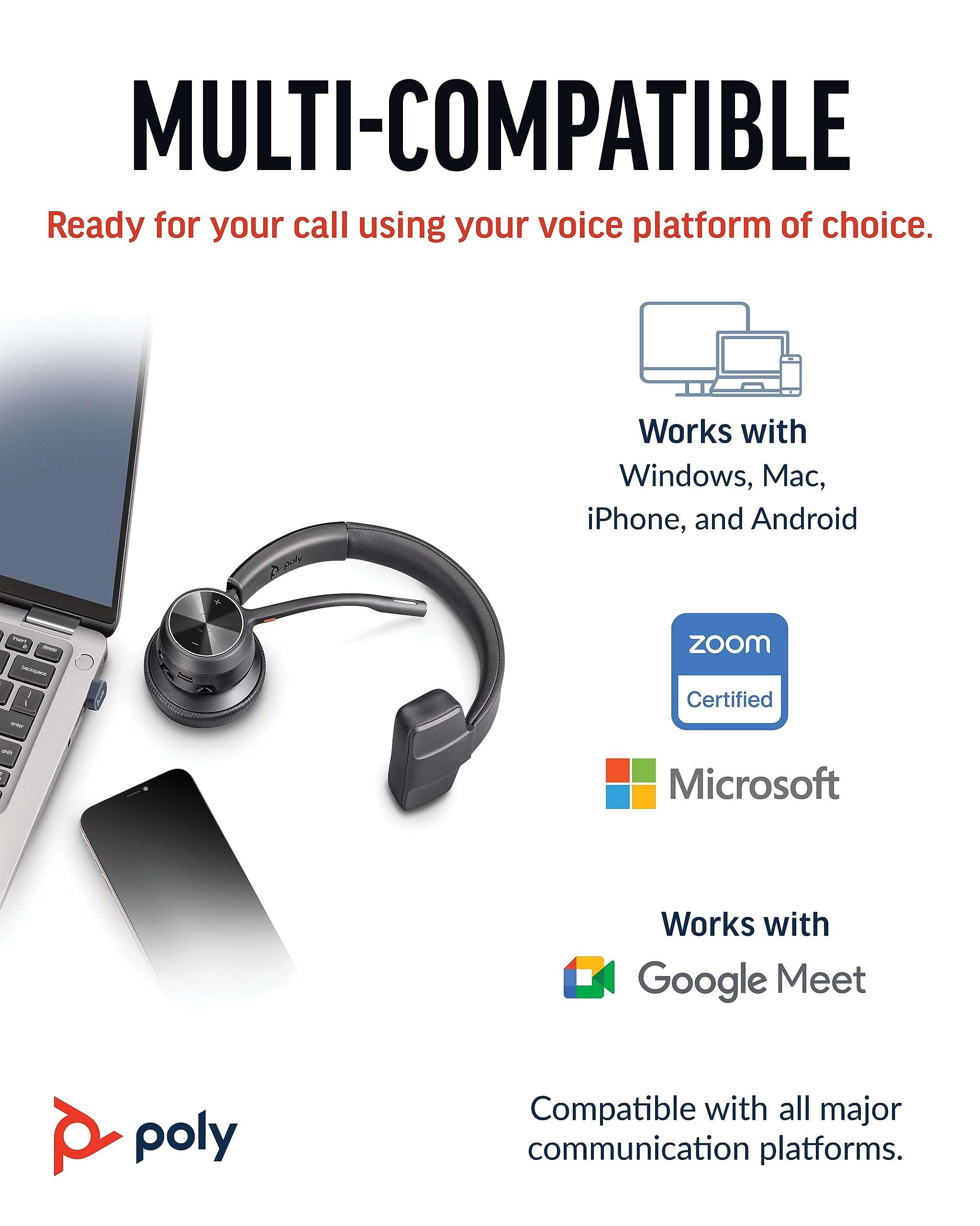 Poly Voyager 4310 UC Wireless Headset (Plantronics) - Single-Ear Bluetooth Headset w/Noise-Canceling Mic - Connect PC/Mac/Mobile via Bluetooth - Works w/Teams, Zoom, & More - Amazon Exclusive 6