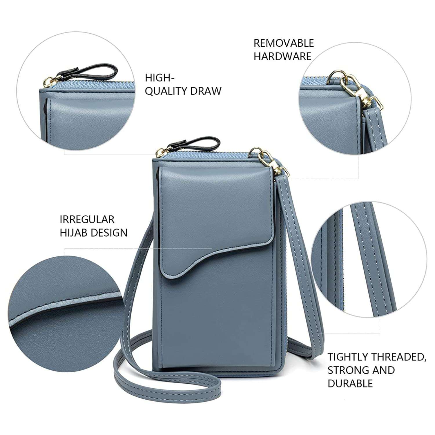 INKMILAN Lightweight Crossbody PU Leather Mobile Phone Stylish Sling Bag For Women With Adjustable Strap And Card Slots For Ladies (Blue) 5