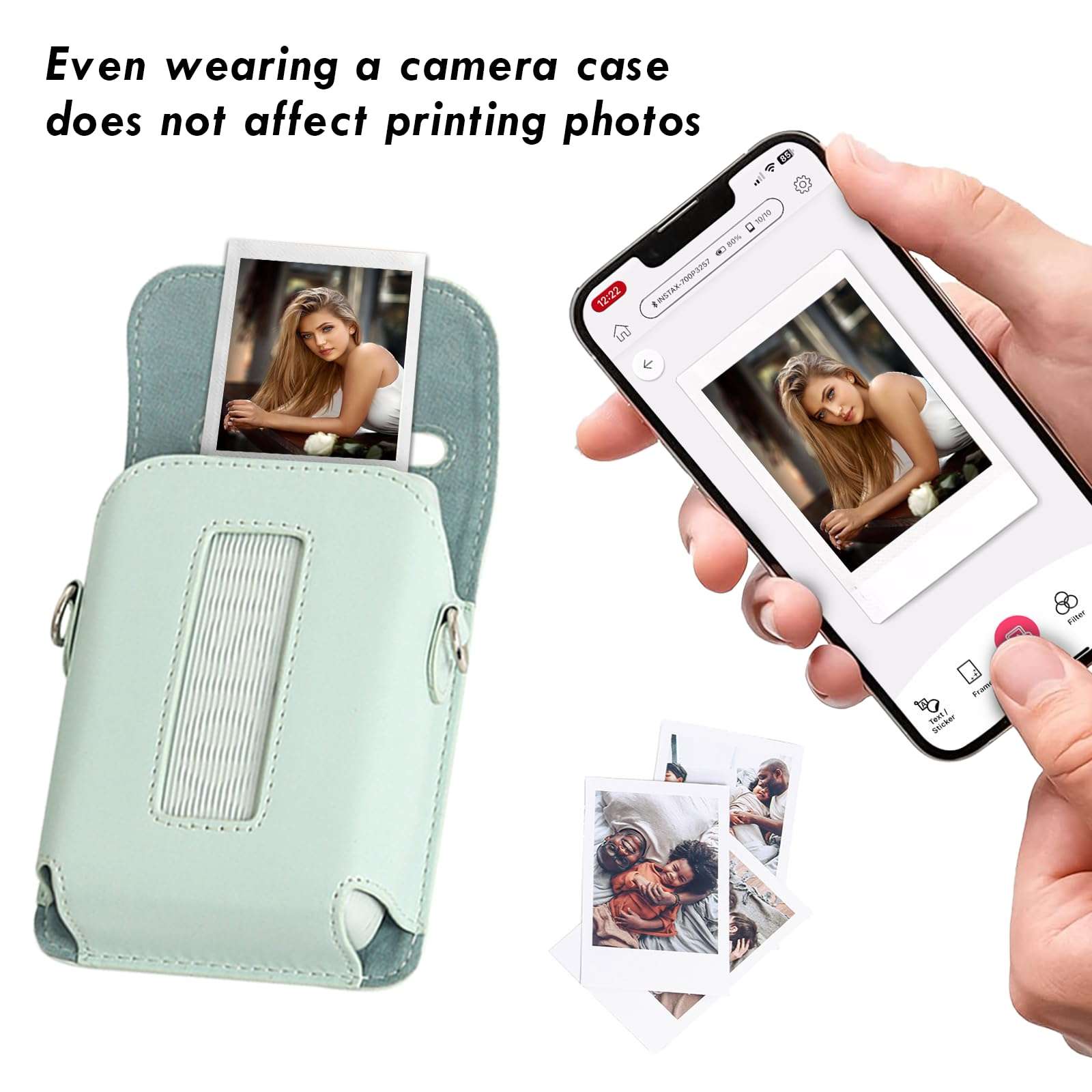 Rieibi Mini Link 3 Case - Protective Case For Fujifilm Instax Mini Link 3 Smartphone Printer, Cover For instax mini Link3 case with Shoulder Strap, For Smartphone Printer PU case 6