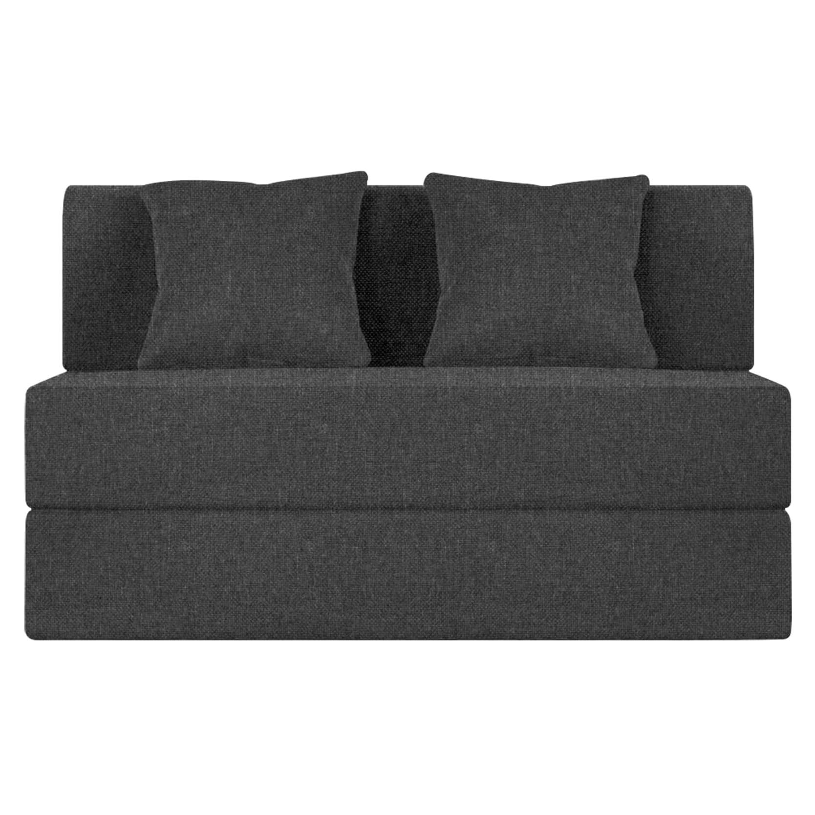 TRENDY VIBES | 2 -Seater, Black Color | Folding Sofa Cum Bed & Mattress - Perfect for Guest Home & Office -4X6 Feet 2
