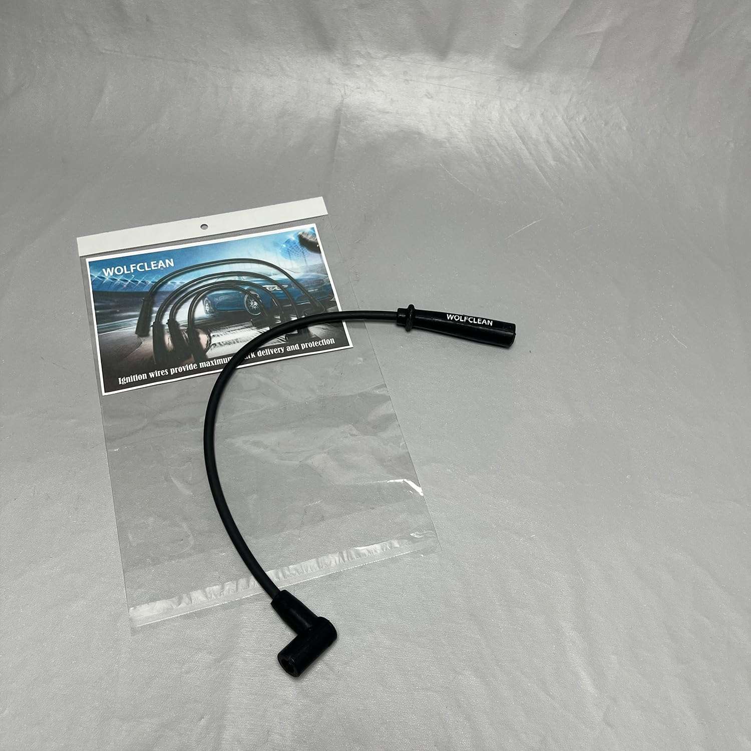 WOLFCLEAN Spark plug ignition wires , Performance Universal Spark Plug Wire ,Black 4