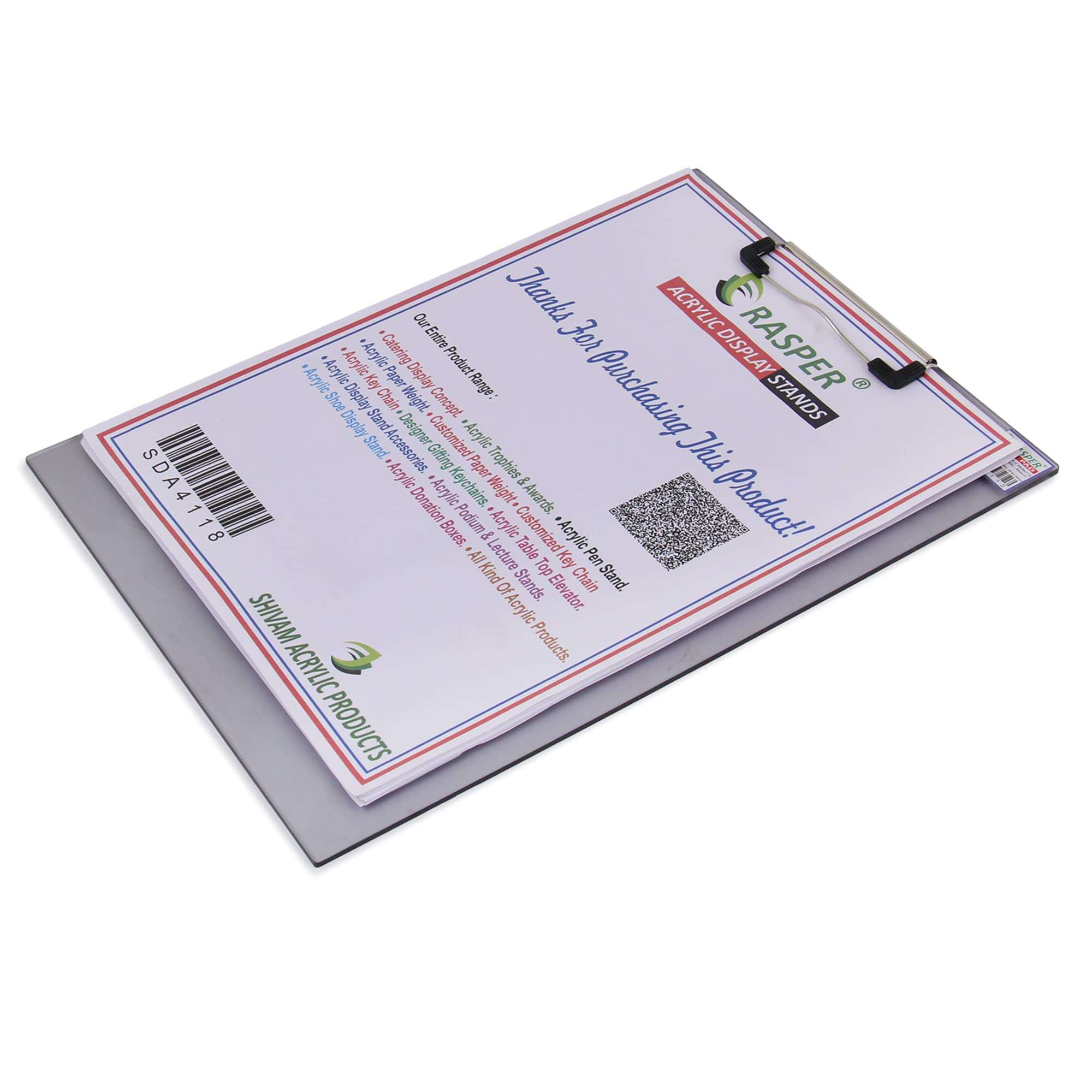 Rasper Smoke Black Acrylic Clip Board Exam Pad for School & Office Unbreakable Writing Pad Student Exam Board Big Size (14x10 Inches) 4