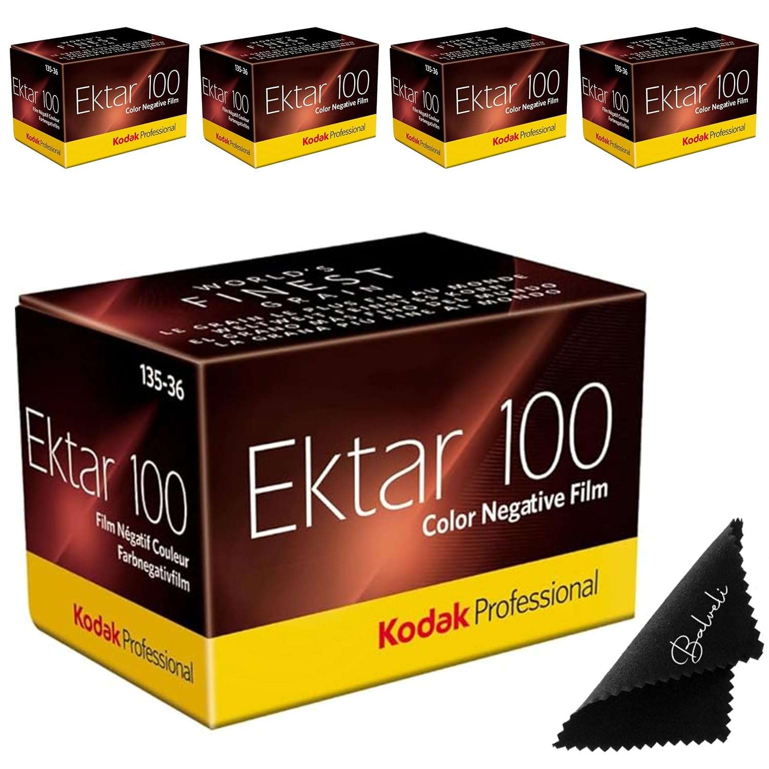 Kodak Ektar 100 35mm Film 4-Pack – ISO 100, 36 Exposure Color Film for 35mm Film Camera – Includes Balveli Premium Microfiber Cloth 1