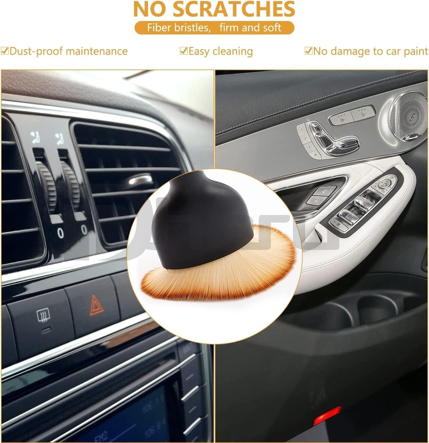 MKgrovv Car Detailing Brushes With Car Cleaning Wet Wipes 80 Pcs Auto Interior Soft Hair Removal Car Cleaning Brush Dust Collectors Curved Design Dirt Dust Clean Tissue Paper for Car 5