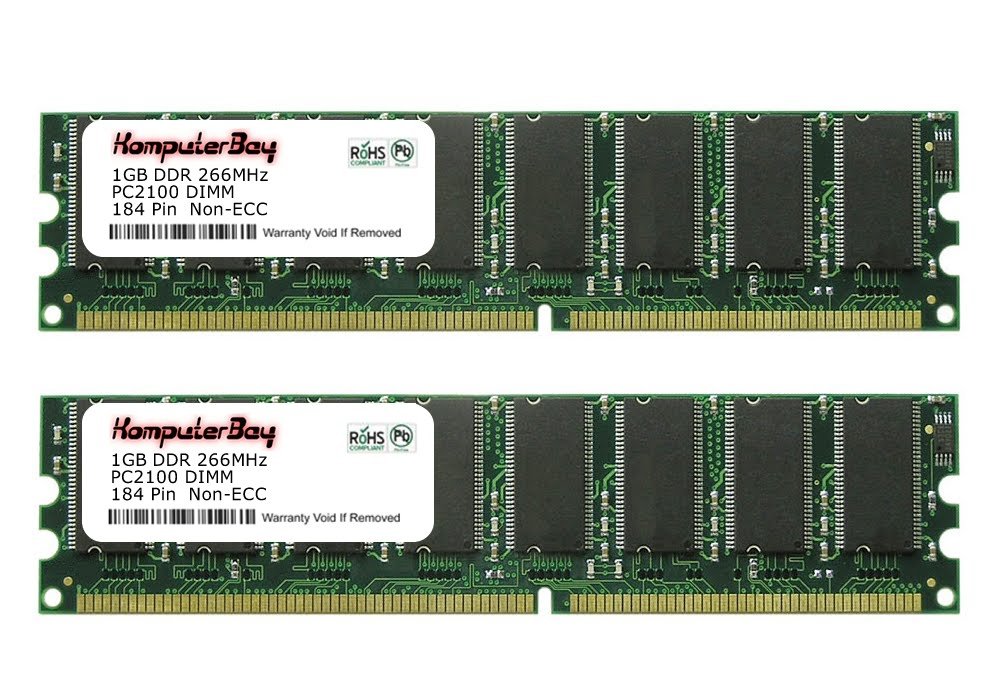 KOMPUTERBAY 2GB (2x1GB) DDR DIMM (184 PIN) 266Mhz DDR266 PC2100 for Biostar P4M80-M4 2 GB (2x1GB) 1