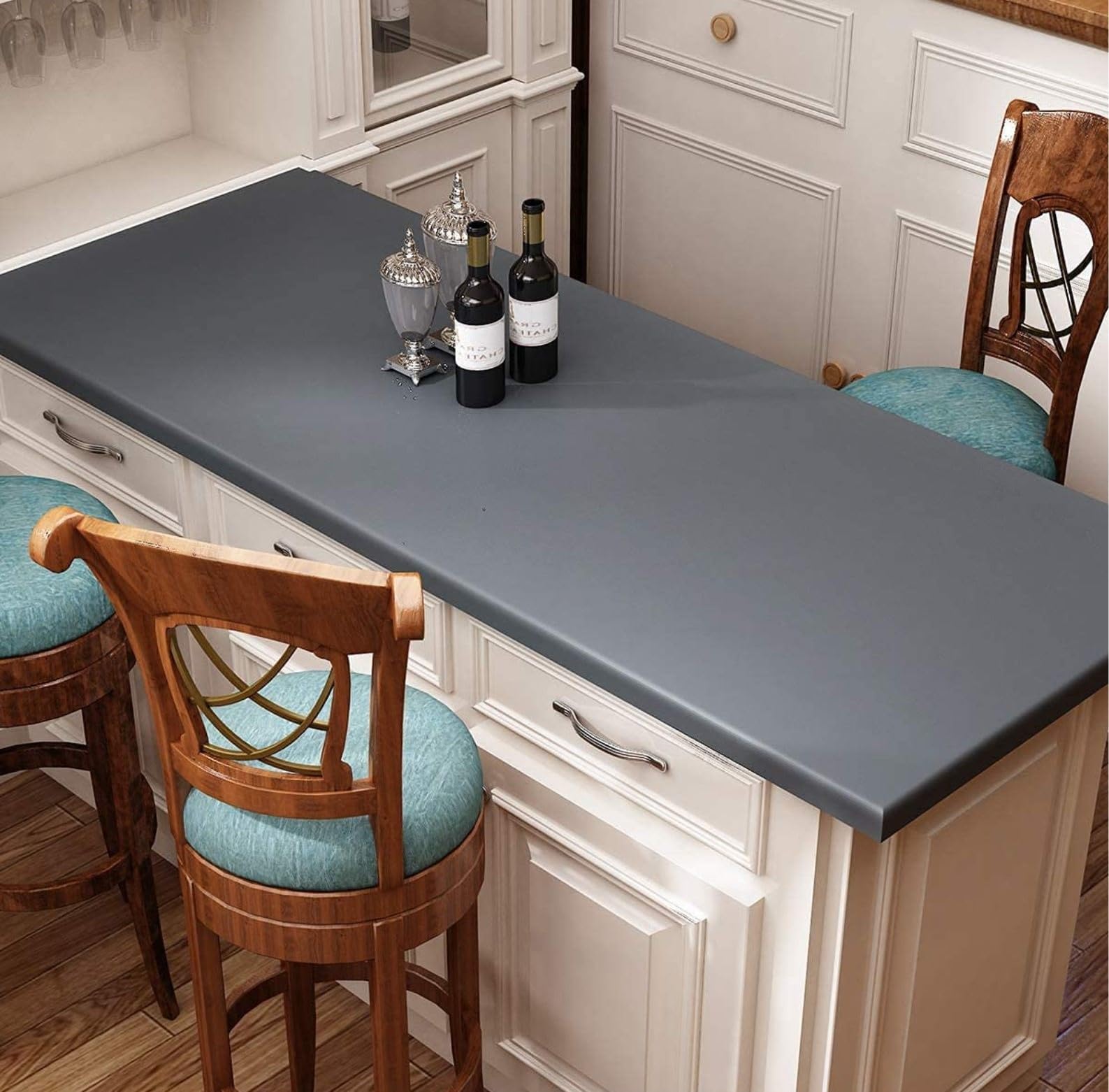 WALLMATE Self Adhesive Wallpaper Peel & Stick Cabinets Home Kitchen Wallpaper(24x50 Inch,Dark Grey Matte) 4