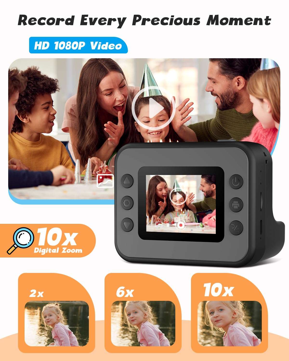 Kids Camera Instant Print, 1080P Video Instant Cameras for Kids, Christmas Birthday Gifts Toys Camera for Toddler Girls Boys Age 3-12-Black 5