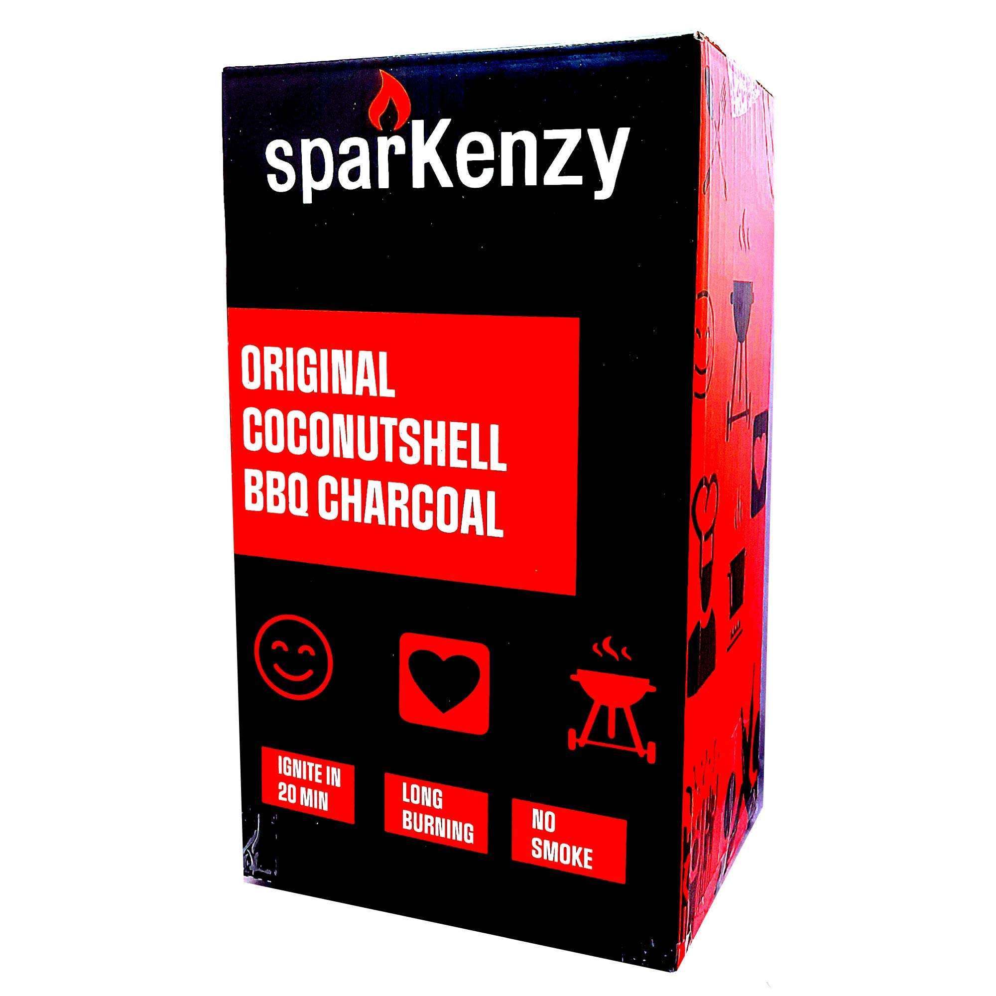 Sparkenzy Premium Barbeque Charcoal briquettes -Low Odor and Long Burning Hour. (6kg) 1