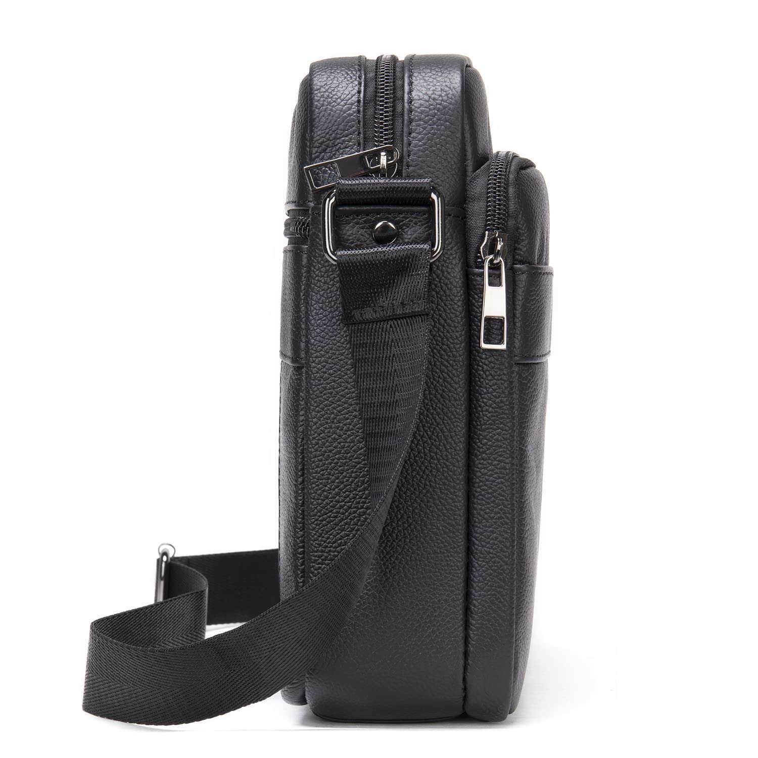 SHLKNKLE Leather Shoulder Messenger Bag for Men Travel Business Crossbody Pack Wallet Phone Pouch Purse Pocket Daypack (Black) (Color : #01black) 5