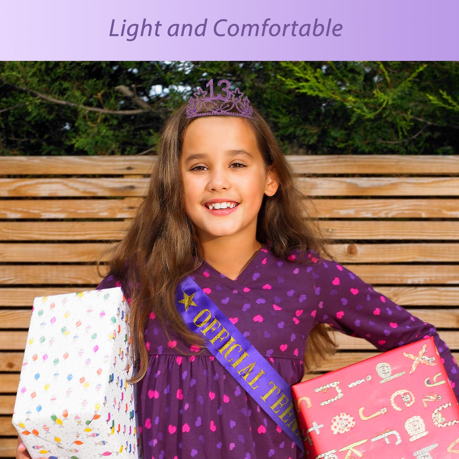 13th Birthday Sash and Tiara for Girls - Fabulous Set: Glitter Sash + Stars Rhinestone Rose Gold Premium Metal Tiara, 13th Birthday Gifts for Teenegers Party 4
