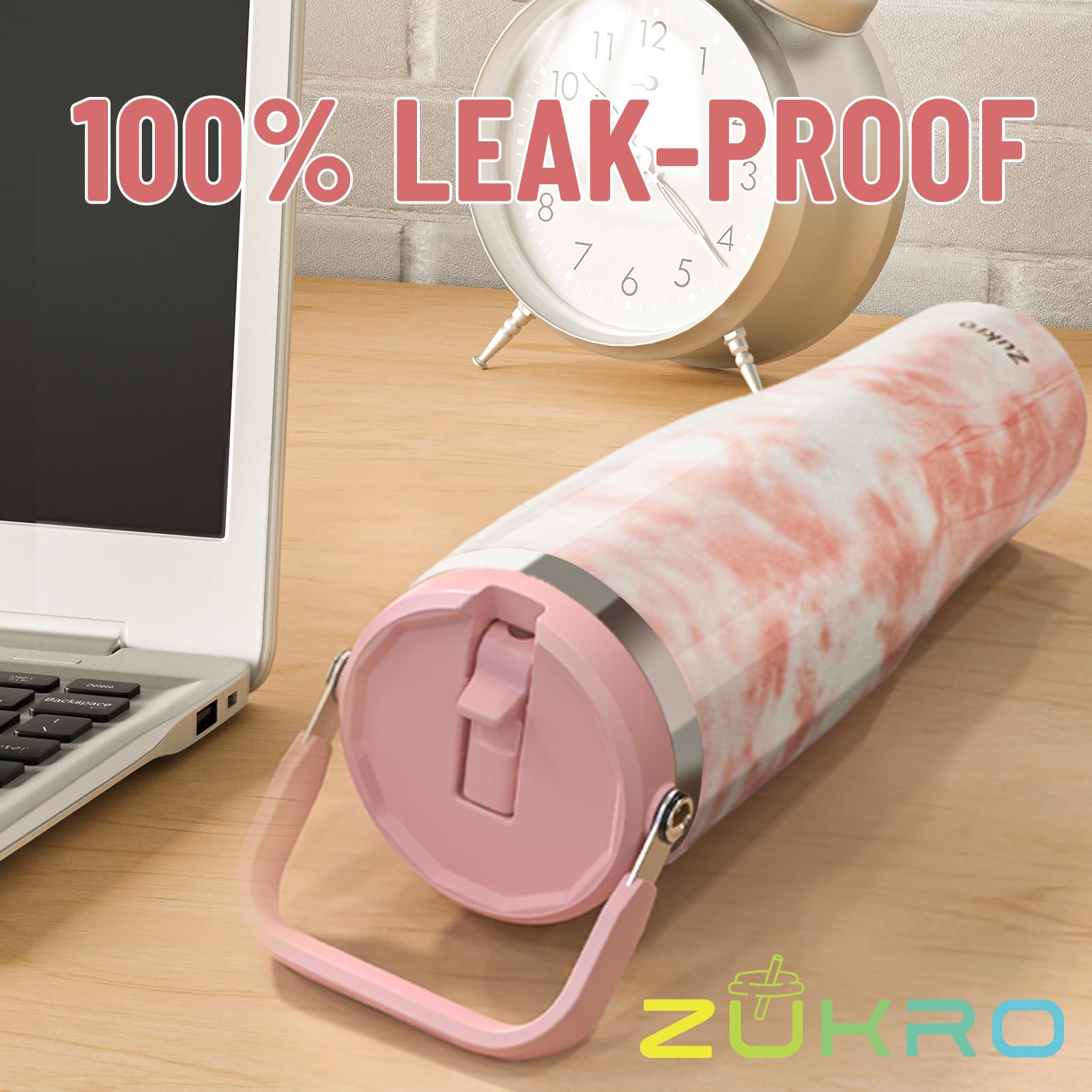 Zukro 50 OZ Tumbler With Flip Straw |Stainless Steel Water Jug With Top Handle For Gym, Outdoors, Car |Large Leak Proof Triple-wall Vacuum Insulated Water Bottle Keeps Cold 34 Hours & Easy Carry 6