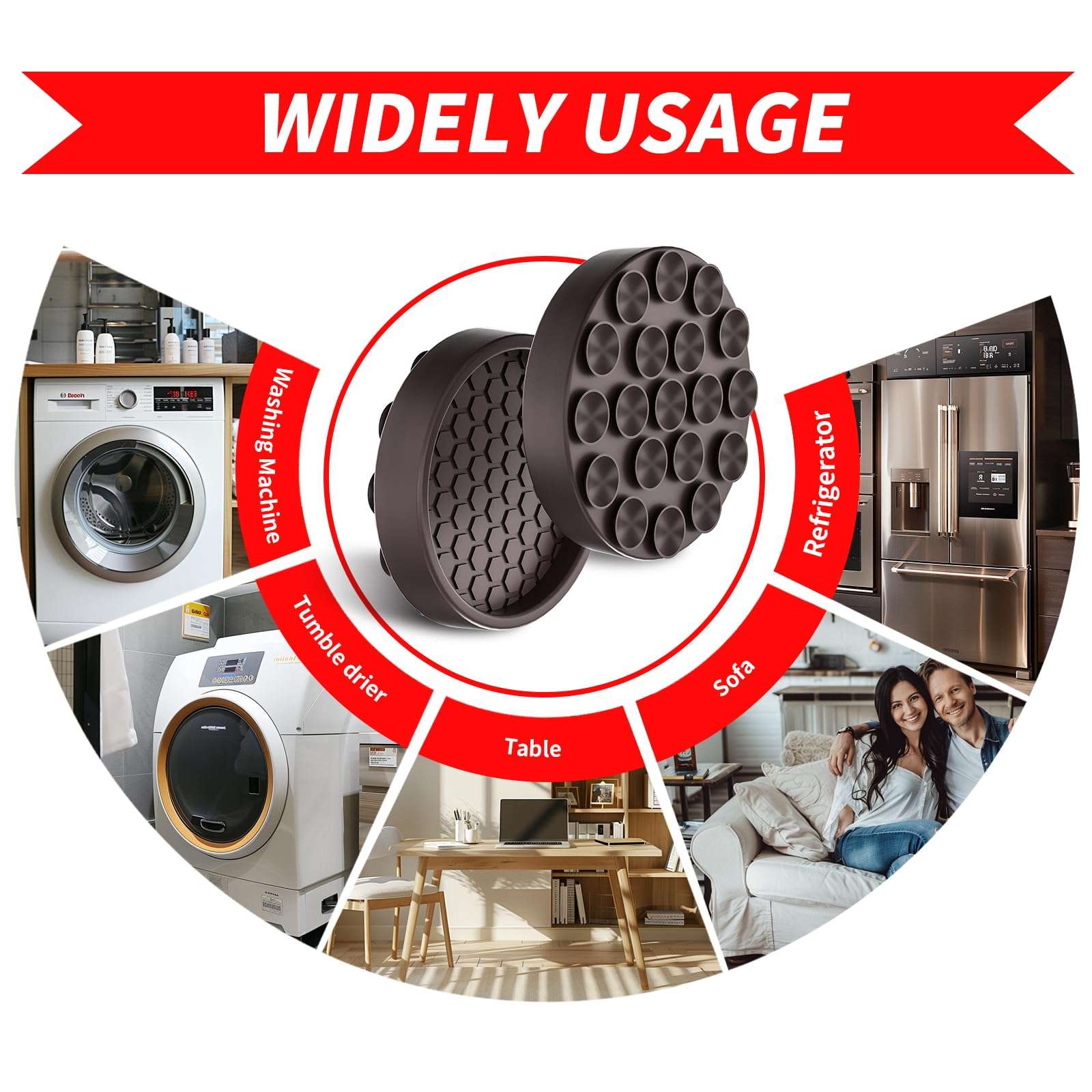 2 Inch Non Slip Furniture Coasters, 8 PCS Round Rubber Furniture Caster Cups, Anti-Sliding Furniture Pads for Hardwoods Floors Bed Stopper Protectors (Dark Brown) 6