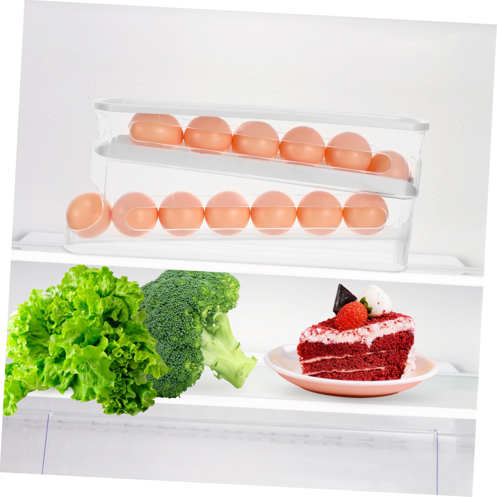 AUTSUPPL Egg Rack Carrier Organizer Keeper Holders Chicken Space Stackable Fridge Refrigerator Tier Egg Storage for Kitchen Egg Holder Racks Labels Dispenser Large Save Shape White Pp 6