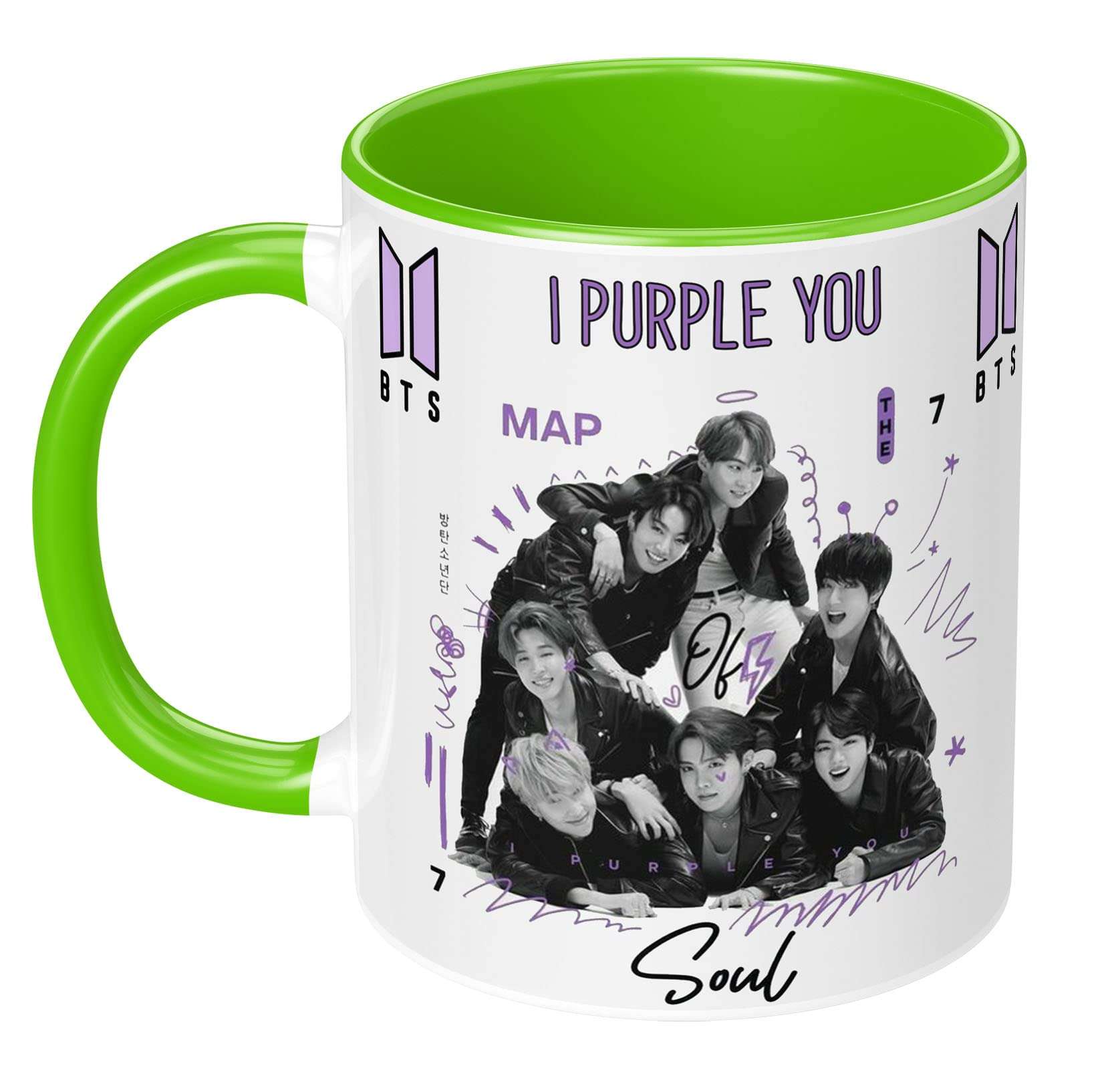 NH10 DESIGNS BTS Printed Mug with Keychain for Girls Boys Birthday Gift for Friends BTS Music Band V Suga J-Hope Jungkook Jin Jimin Rm, BTS Mug (Coffee Mug-350ml) -B61LGMK 3 5
