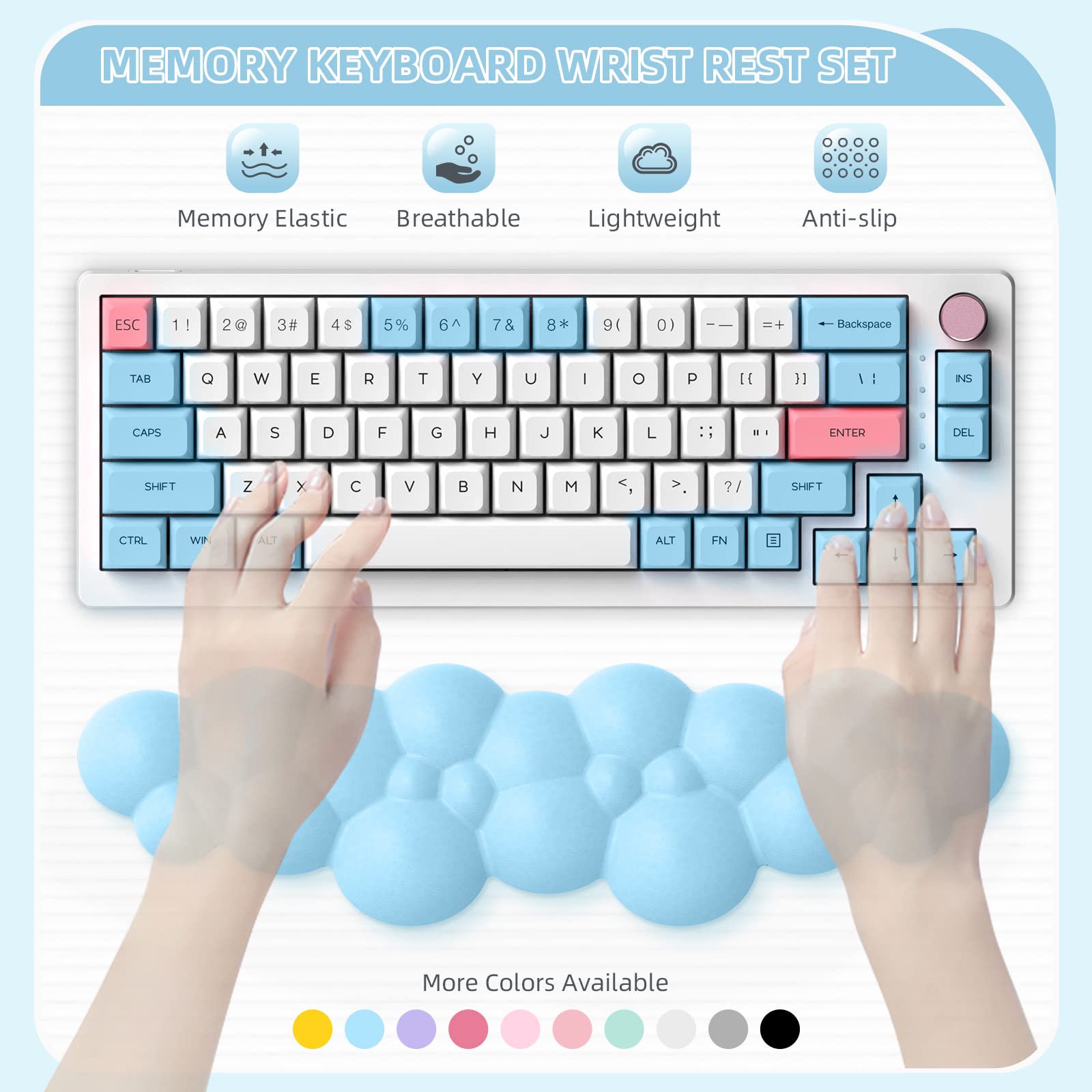 Keyboard Wrist Rest and Mouse Pad with Wrist Support, Ergonomic Gel Wrist Rest for Computer Keyboard and Mouse Pad + Coaster Set, Perfect for Home Office, Easy Typing & Pain Relief Mouse Mat 4