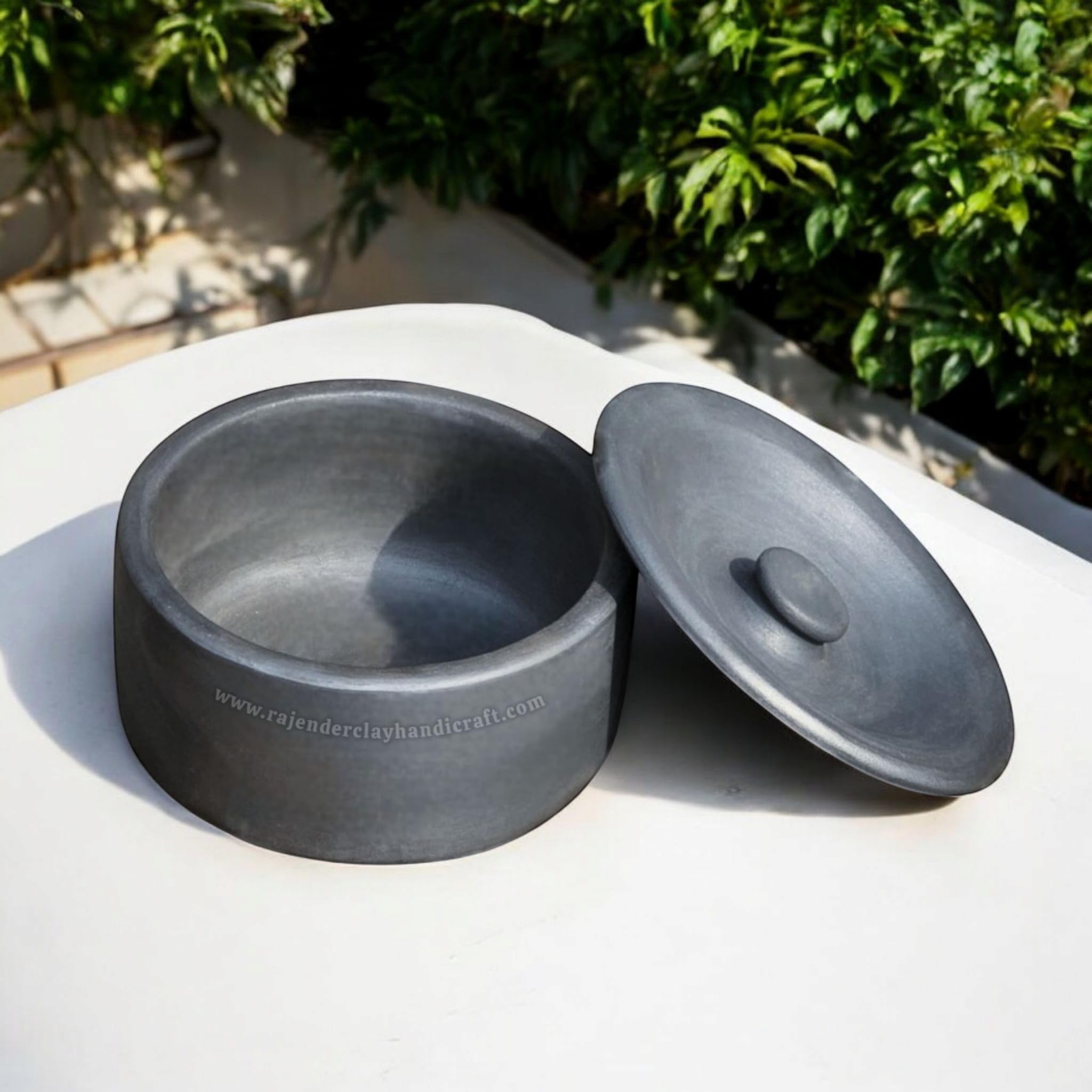 Handmade Black Mitti Flat Curd Pot 2 Liter | Natural Clay Dahi Handi for Thick & Healthy Curd | Eco-Friendly, Non-Toxic Earthenware | Traditional Pot for Fermentation & Yogurt Making 6