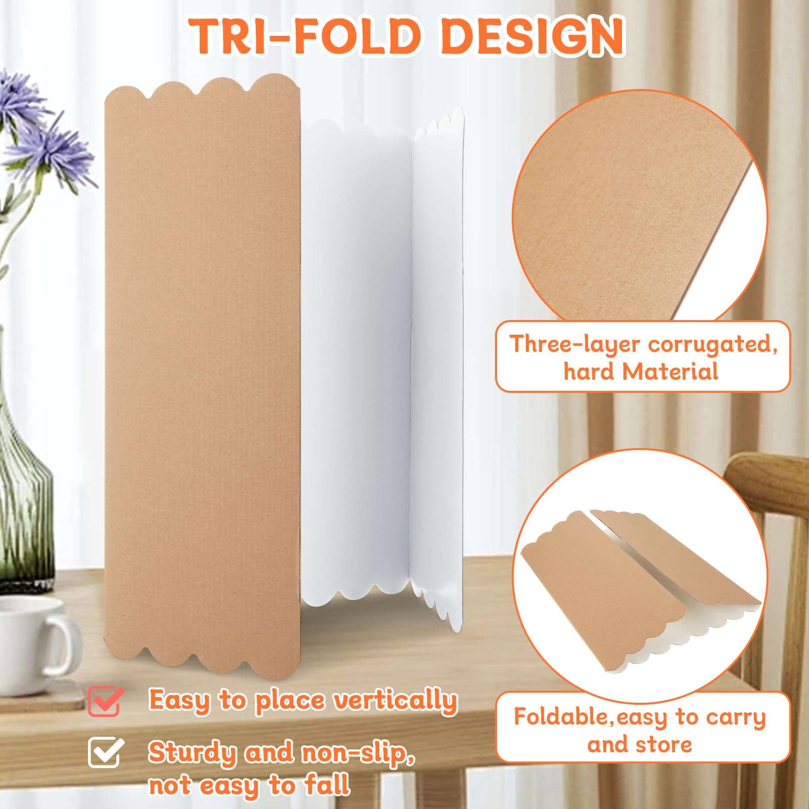 15 PCS Trifold Poster Board - 16" x 24" Small Tri Fold Display Board Hard & Thick White Presentation Cardboard for Science Fair, School Projects, Business Supply 4
