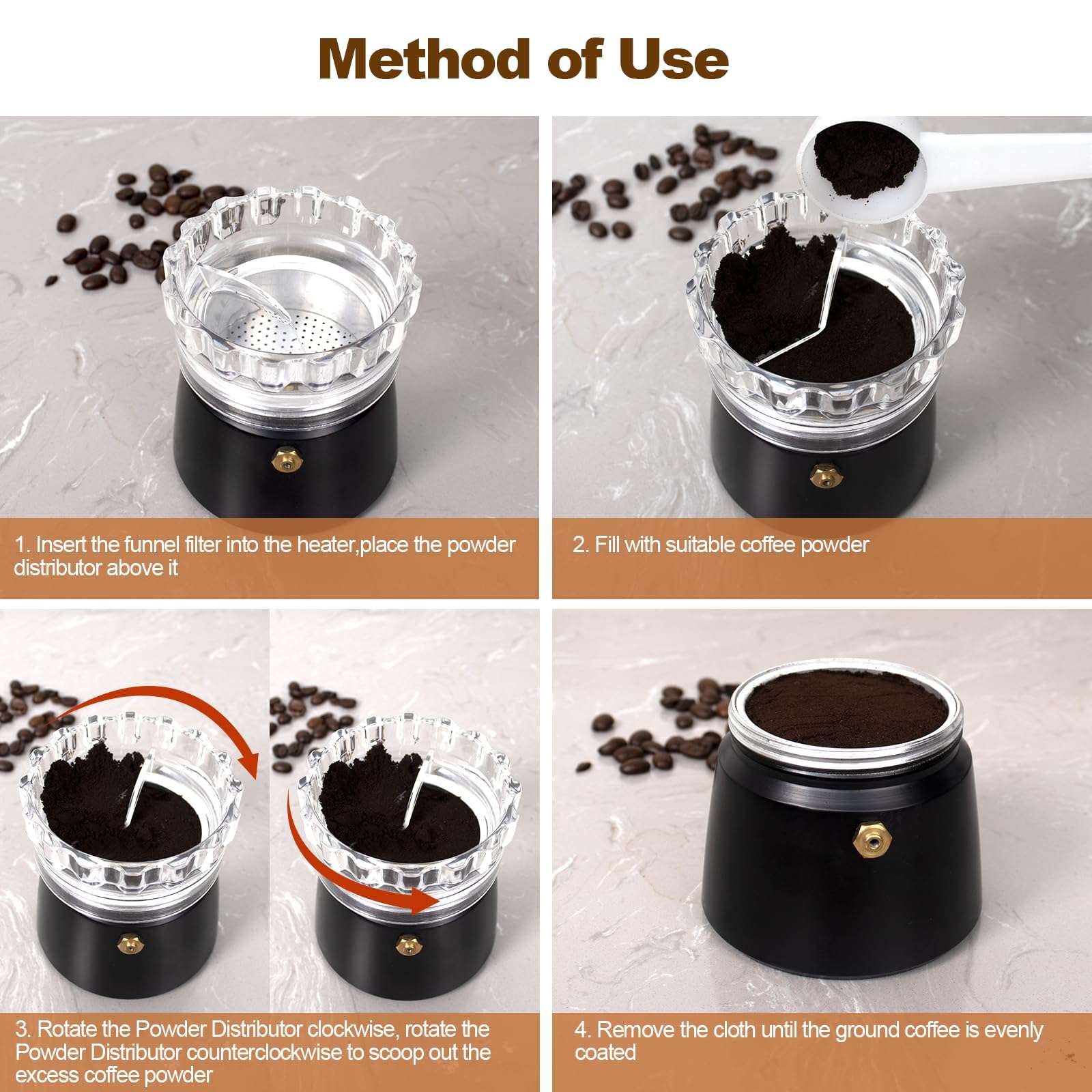DITOSH Moka Pot Dosing Funnel Transparent Mocha Dispenser Precise Volume Control Perfect Extraction Ratio for 3 Cup Aluminum Espresso Stovetop Coffeemaker-M65mm 5