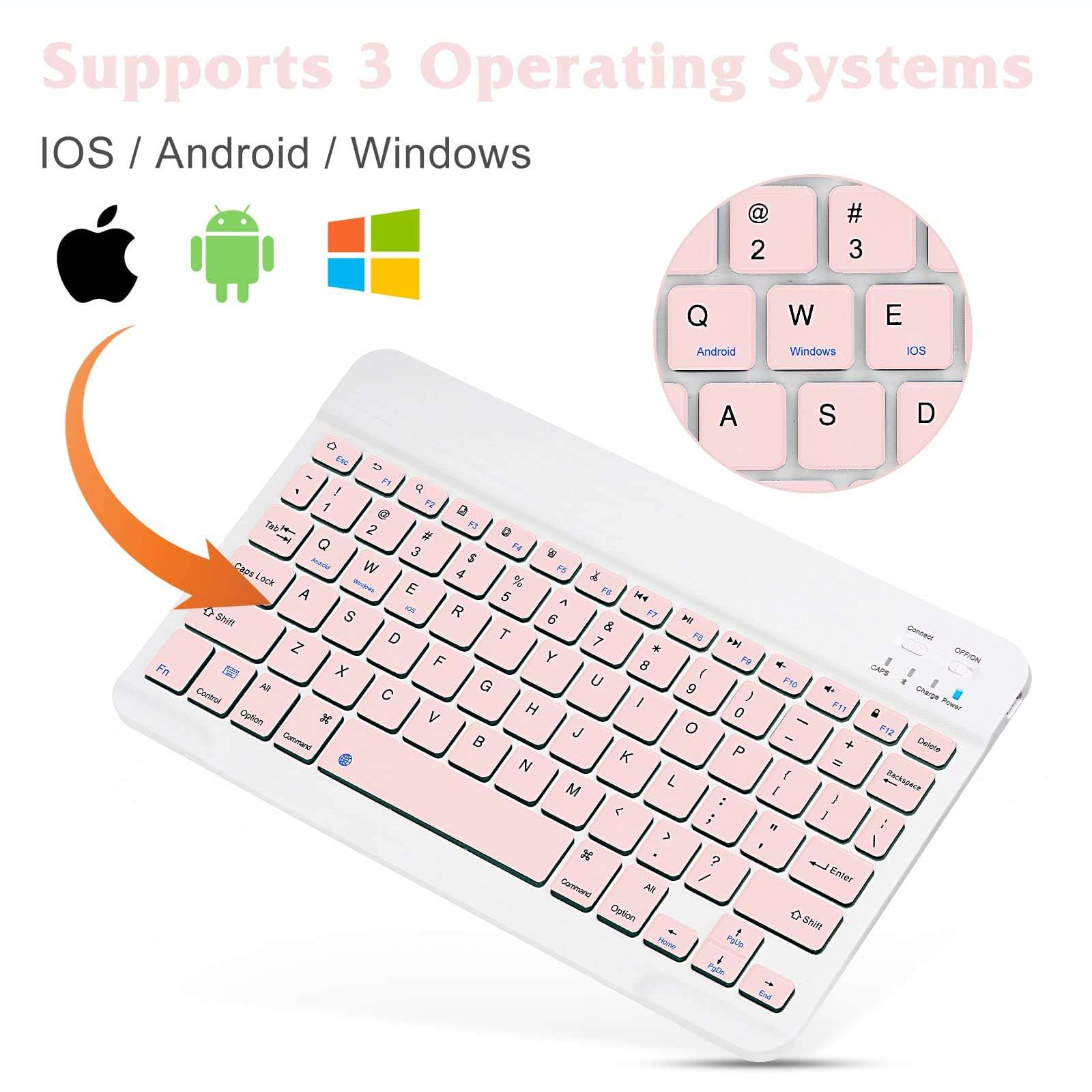 Rechargeable Bluetooth Keyboard and Mouse Combo Ultra Slim Full-Size Keyboard and Ergonomic Mouse for Ulefone Note 10 and All Bluetooth Enabled Mac/Tablet/iPad/PC/Laptop - Flamingo Pink 4