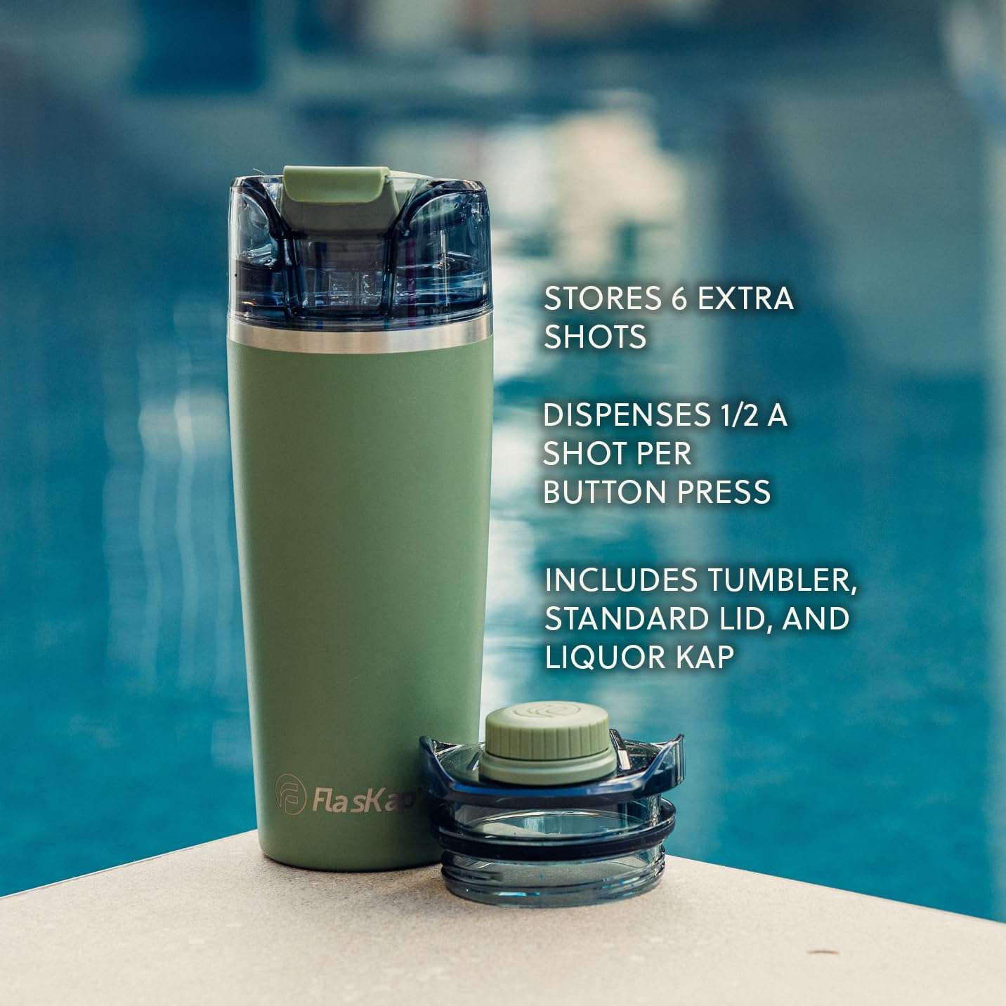 Flaskap Madic System: 6oz/9oz Dispenser Kap and 22oz/30oz Insulated Tumbler, Accessories, Leak Proof Lid, Tumbler Attachment, Stainless Steel Water Bottle 3