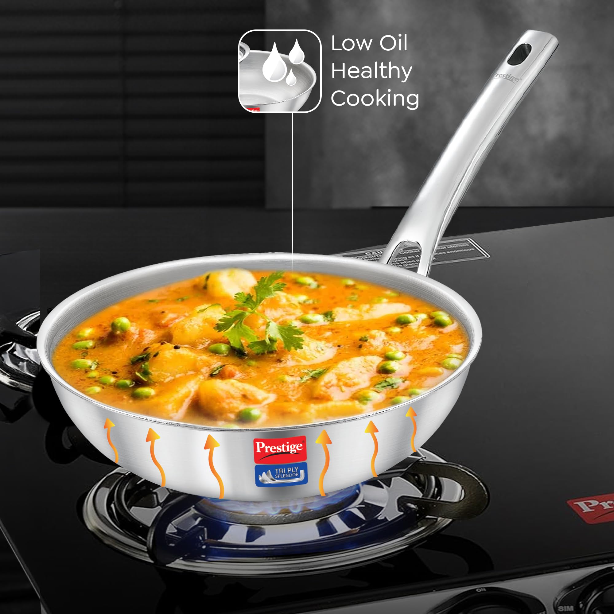 Prestige 20cm/1.0L Tri-Ply Stainless Steel Splendid Fry Pan| Gas and Induction Compatible |Even Heat Distribution| Thick Gauge Tri-Ply Body| 15 Year Warranty 4